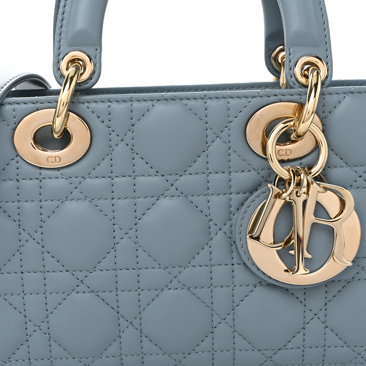 Lambskin Cannage Medium Lady D-Joy Light Blue - Image 7