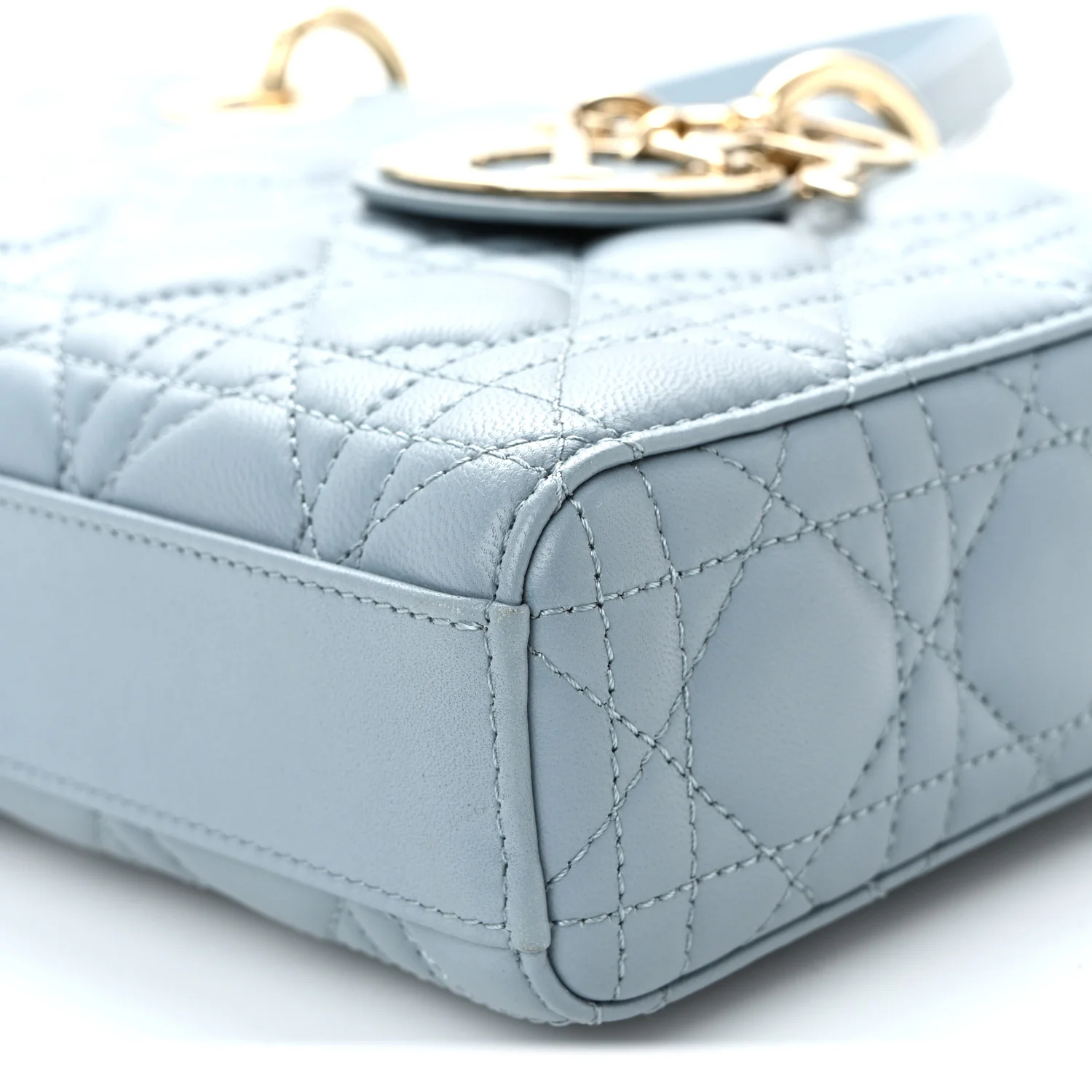 Lambskin Cannage Medium Lady D-Joy Light Blue - Image 9
