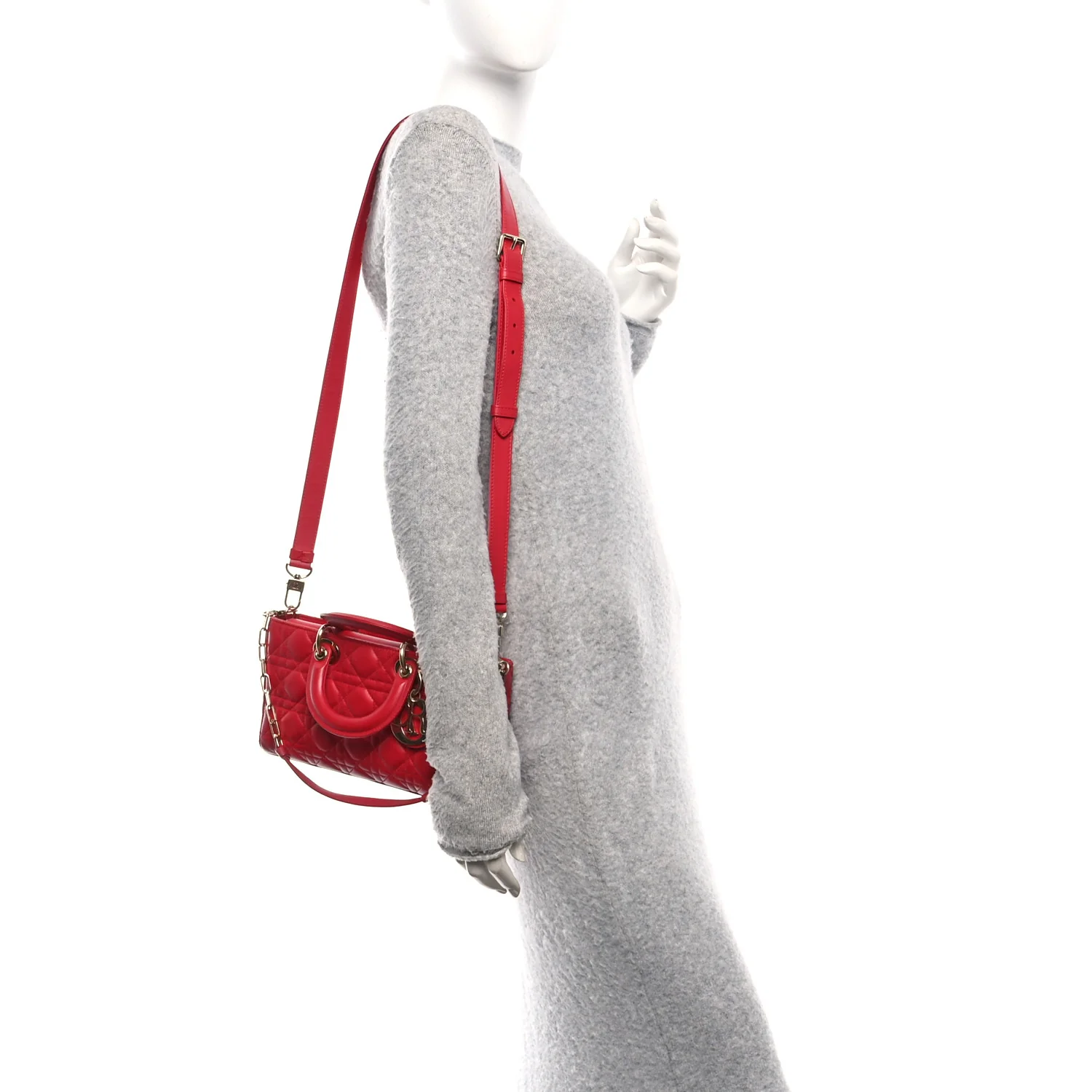 Lambskin Cannage Medium Lady D-Joy Red - Image 2