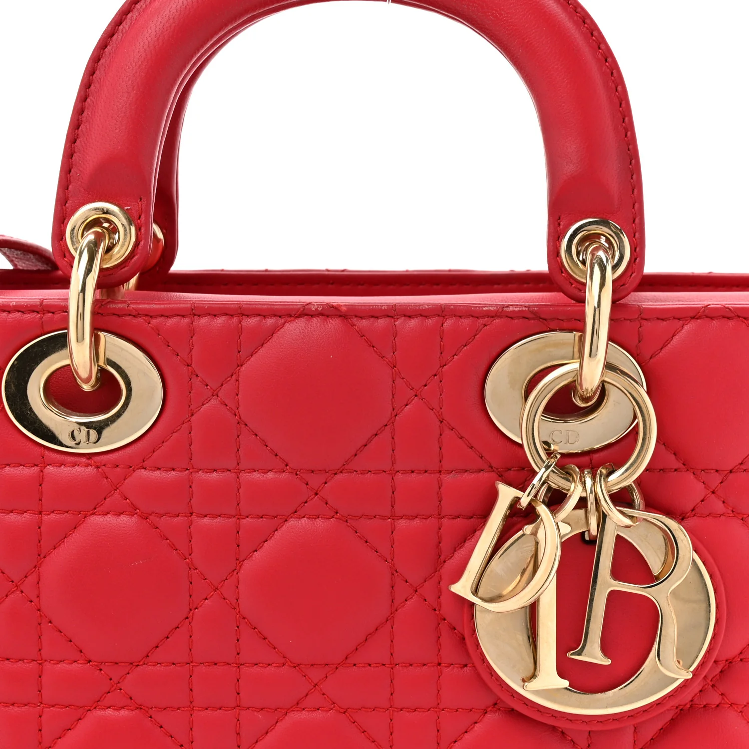 Lambskin Cannage Medium Lady D-Joy Red - Image 8
