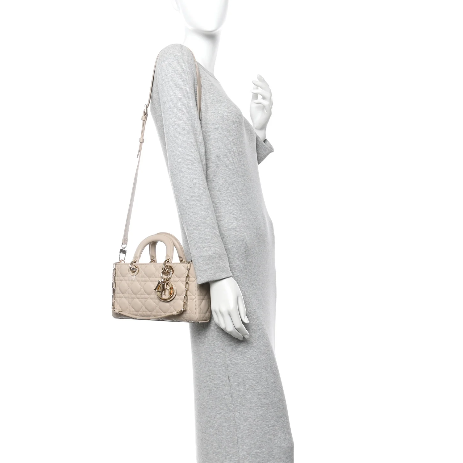 Lambskin Cannage Medium Lady D-Joy Sand - Image 2