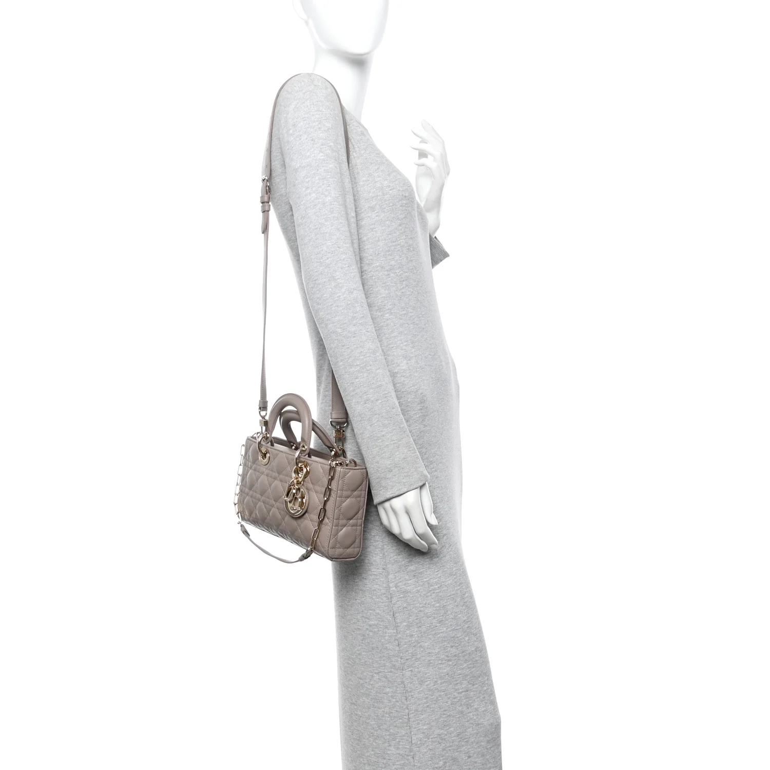 Lambskin Cannage Medium Lady D-Joy Warm Taupe - Image 2