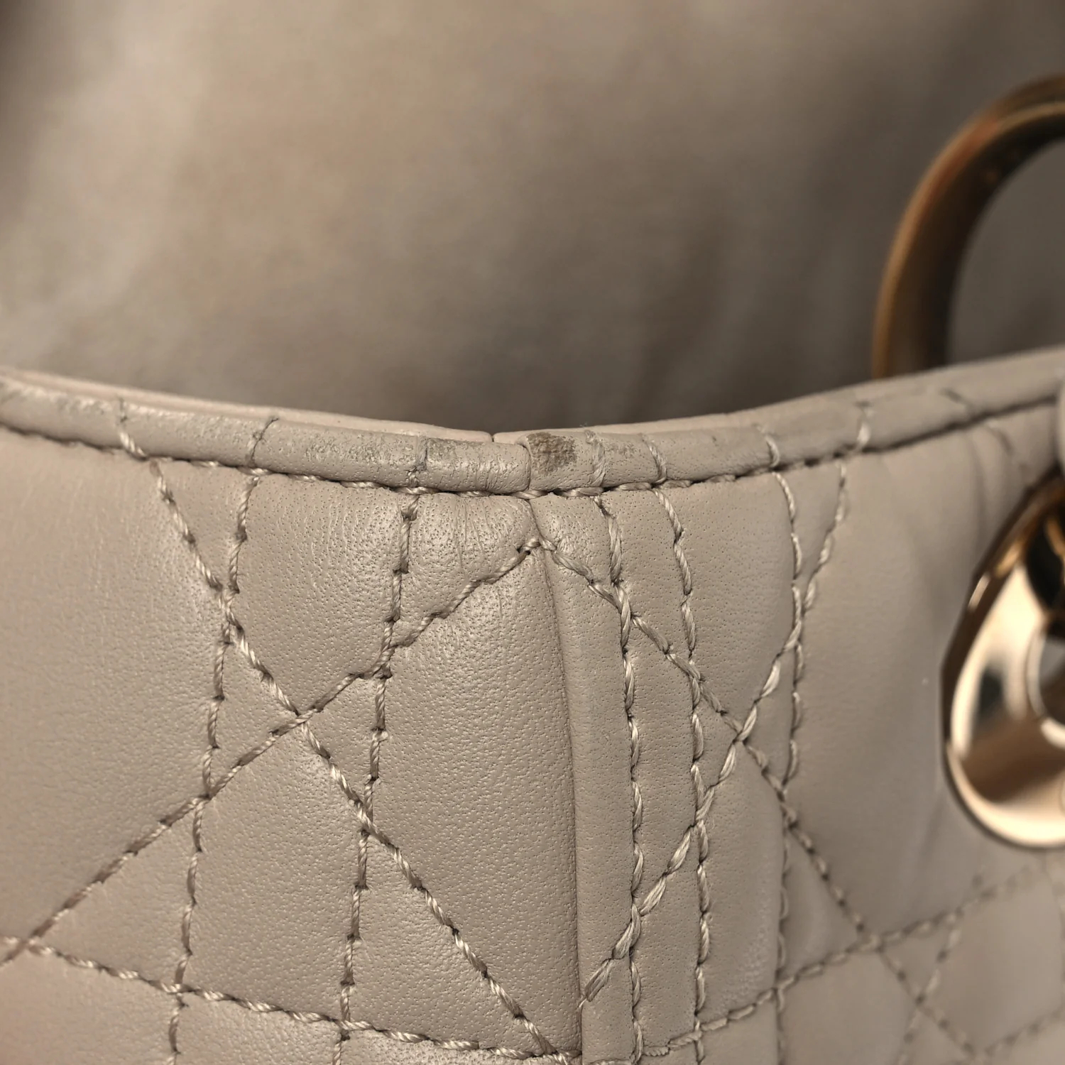 Lambskin Cannage Medium Lady Dior Beige - Image 11