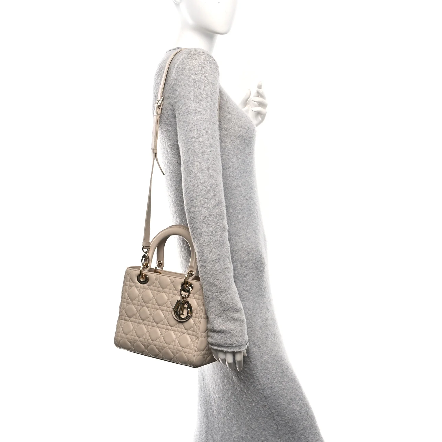 Lambskin Cannage Medium Lady Dior Beige - Image 2