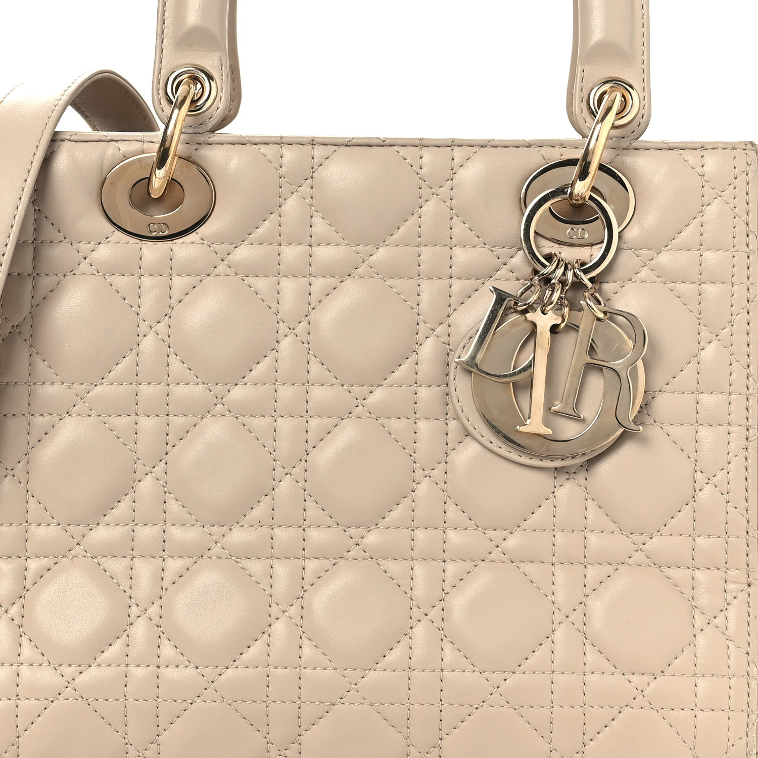 Lambskin Cannage Medium Lady Dior Beige - Image 8