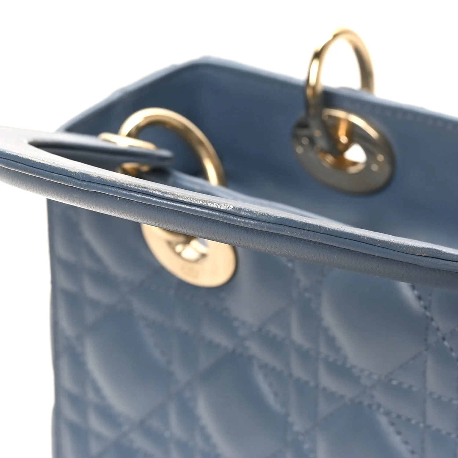 Lambskin Cannage Medium Lady Dior Denim Blue - Image 12