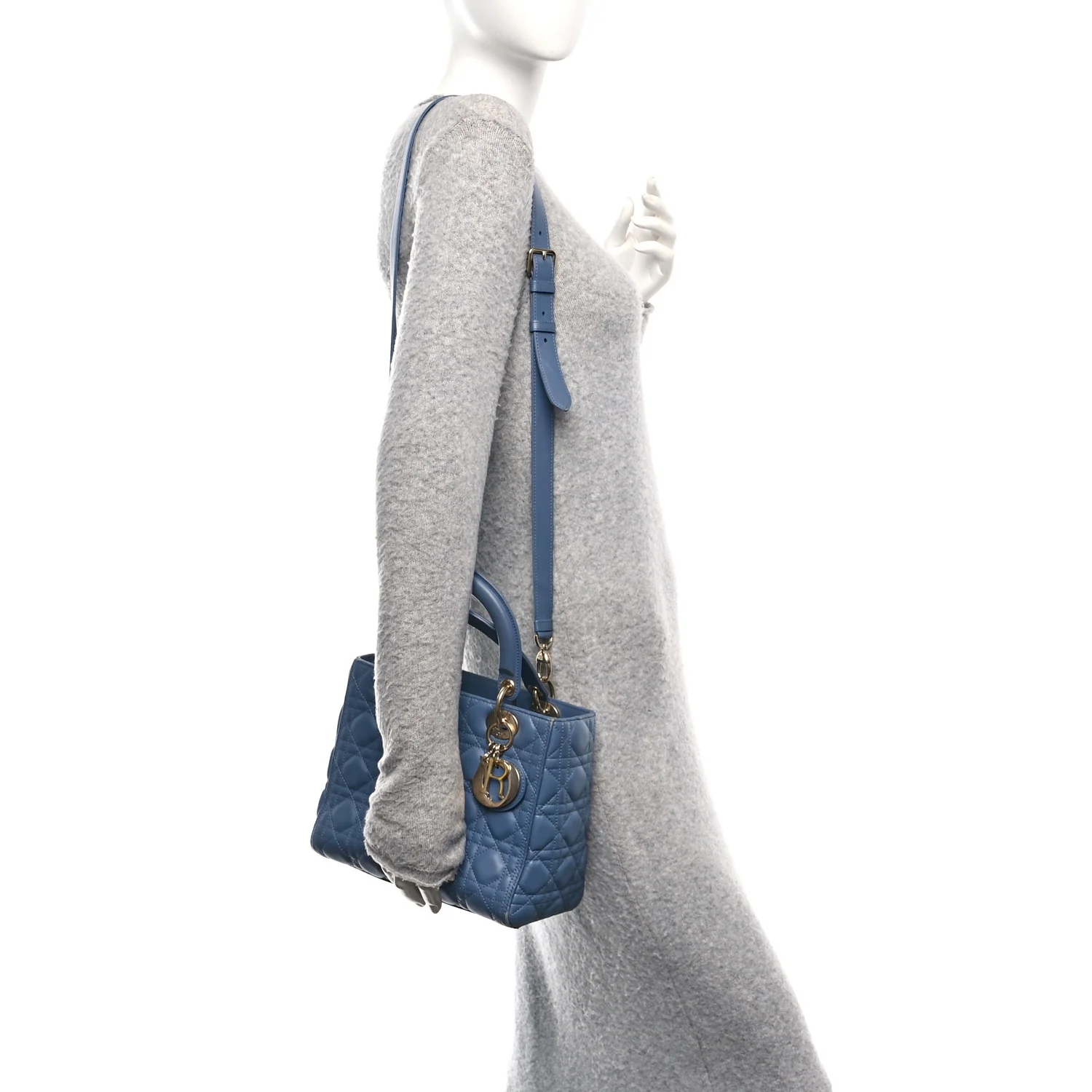 Lambskin Cannage Medium Lady Dior Denim Blue - Image 2