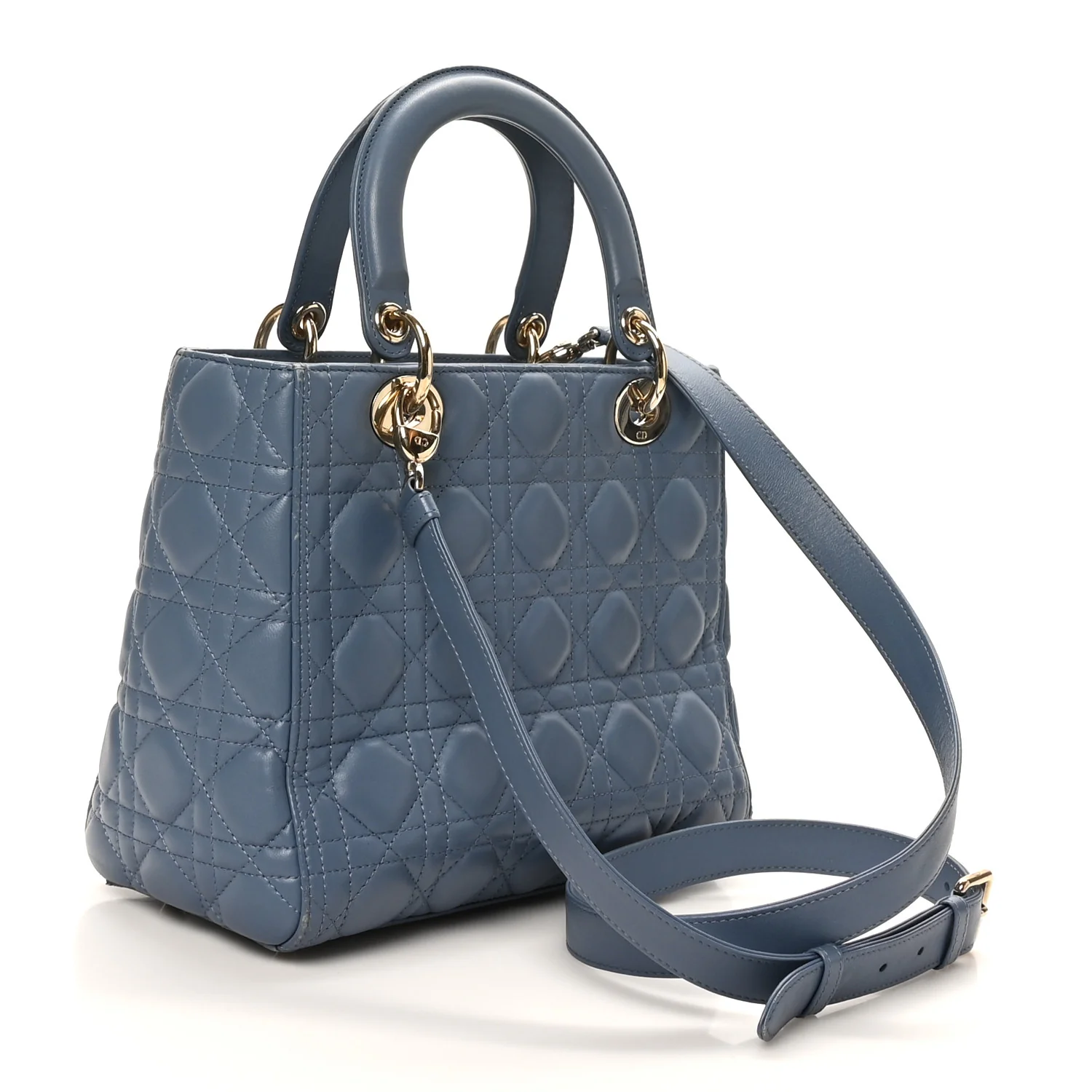 Lambskin Cannage Medium Lady Dior Denim Blue - Image 3