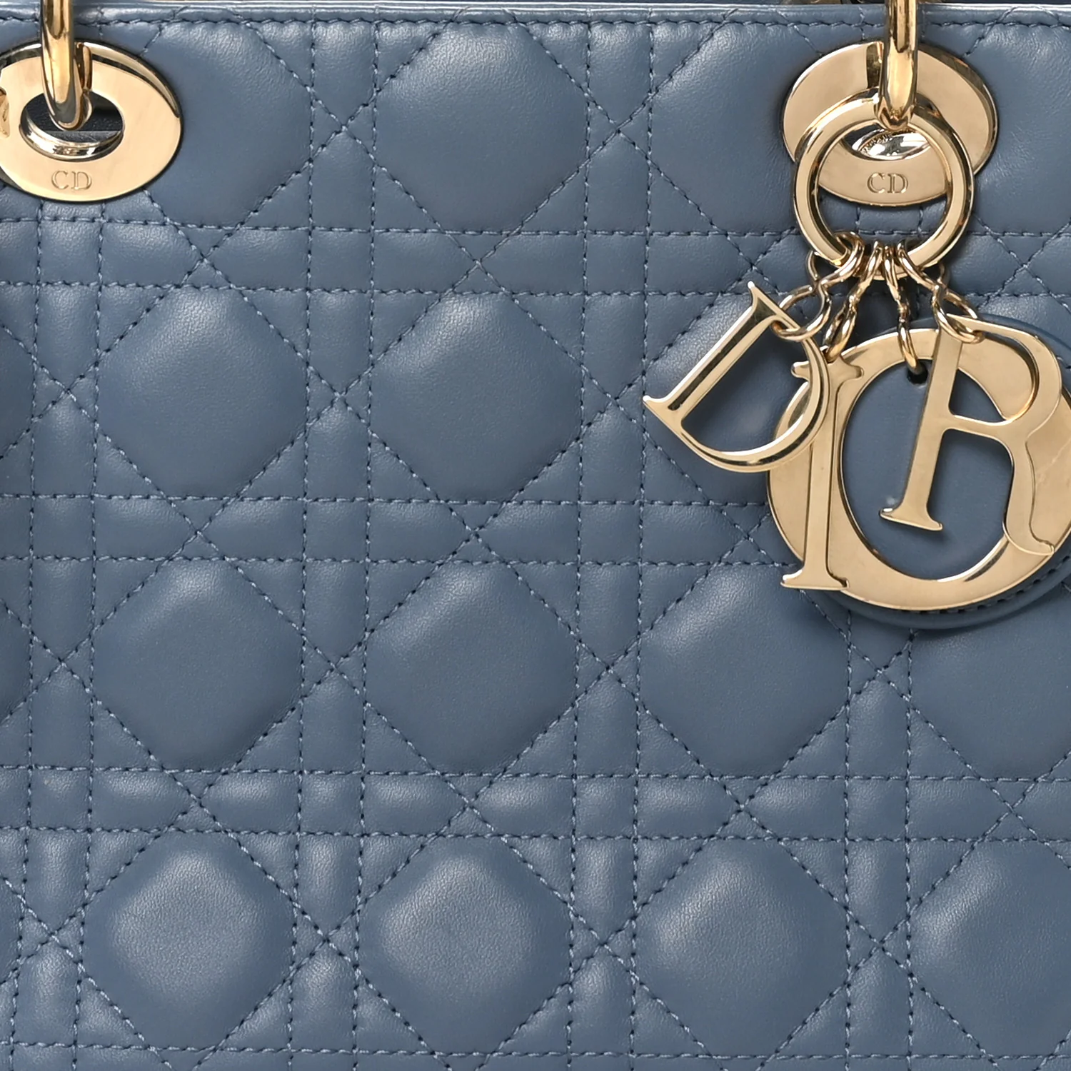 Lambskin Cannage Medium Lady Dior Denim Blue - Image 8