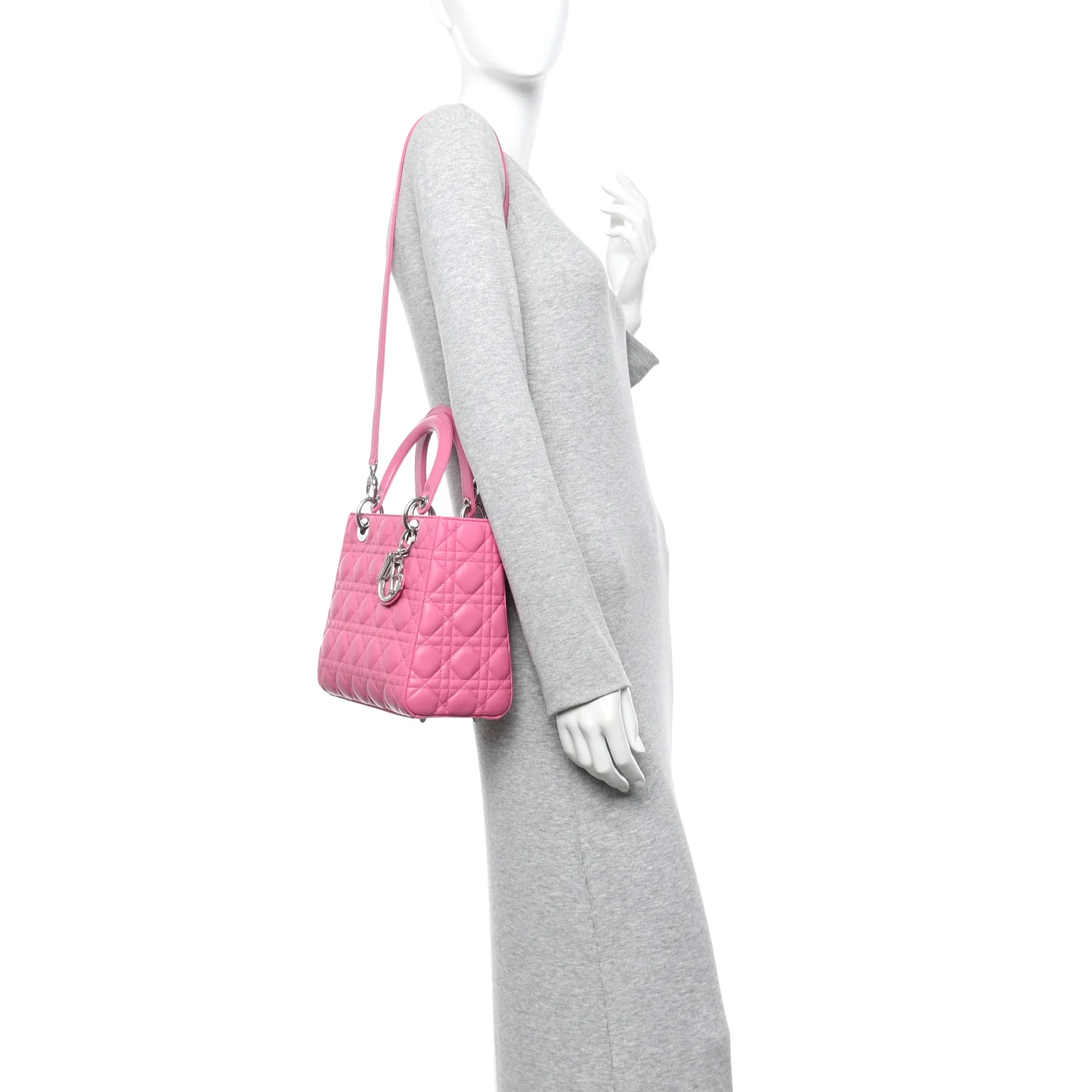 Lambskin Cannage Medium Lady Dior Fuchsia - Image 2