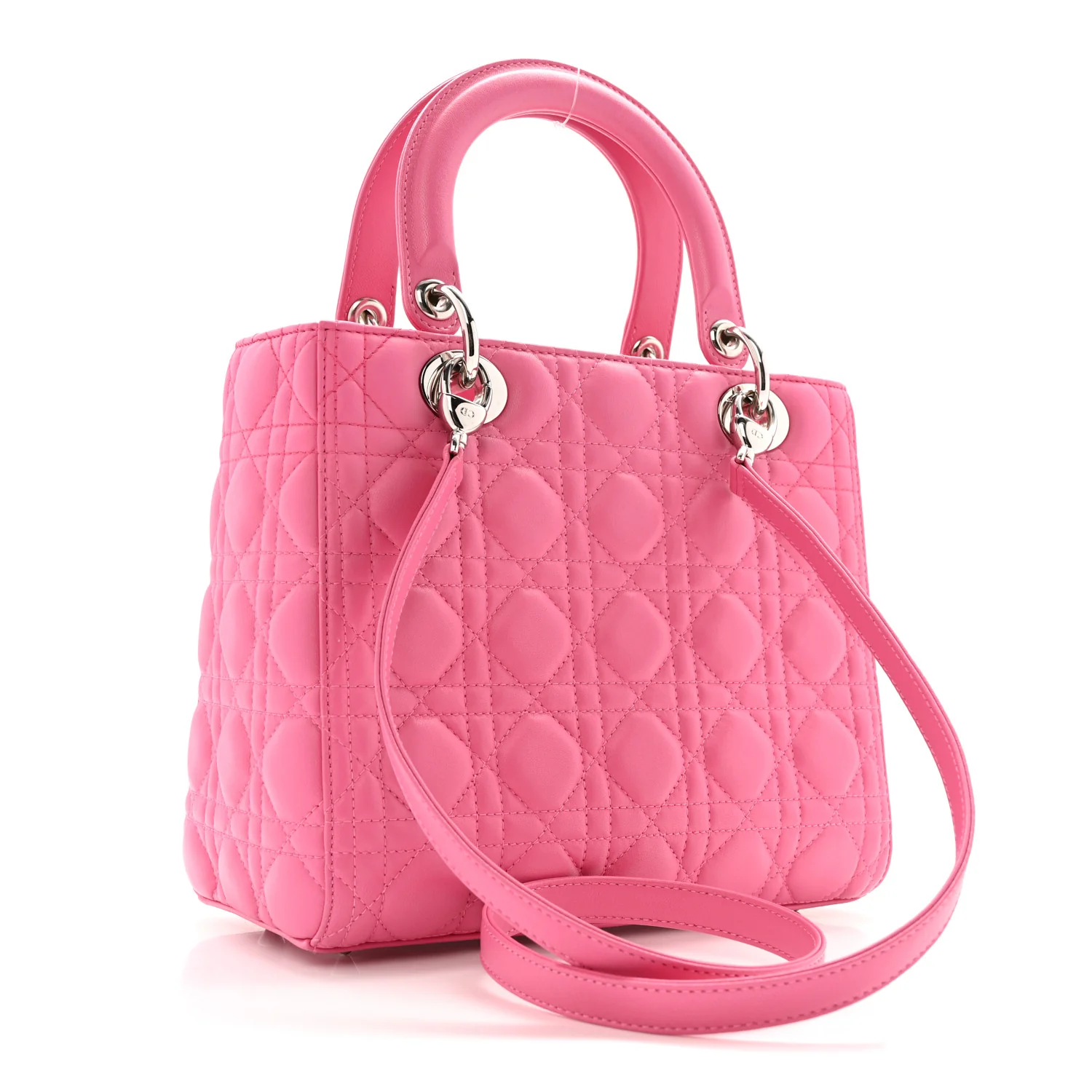 Lambskin Cannage Medium Lady Dior Fuchsia - Image 3