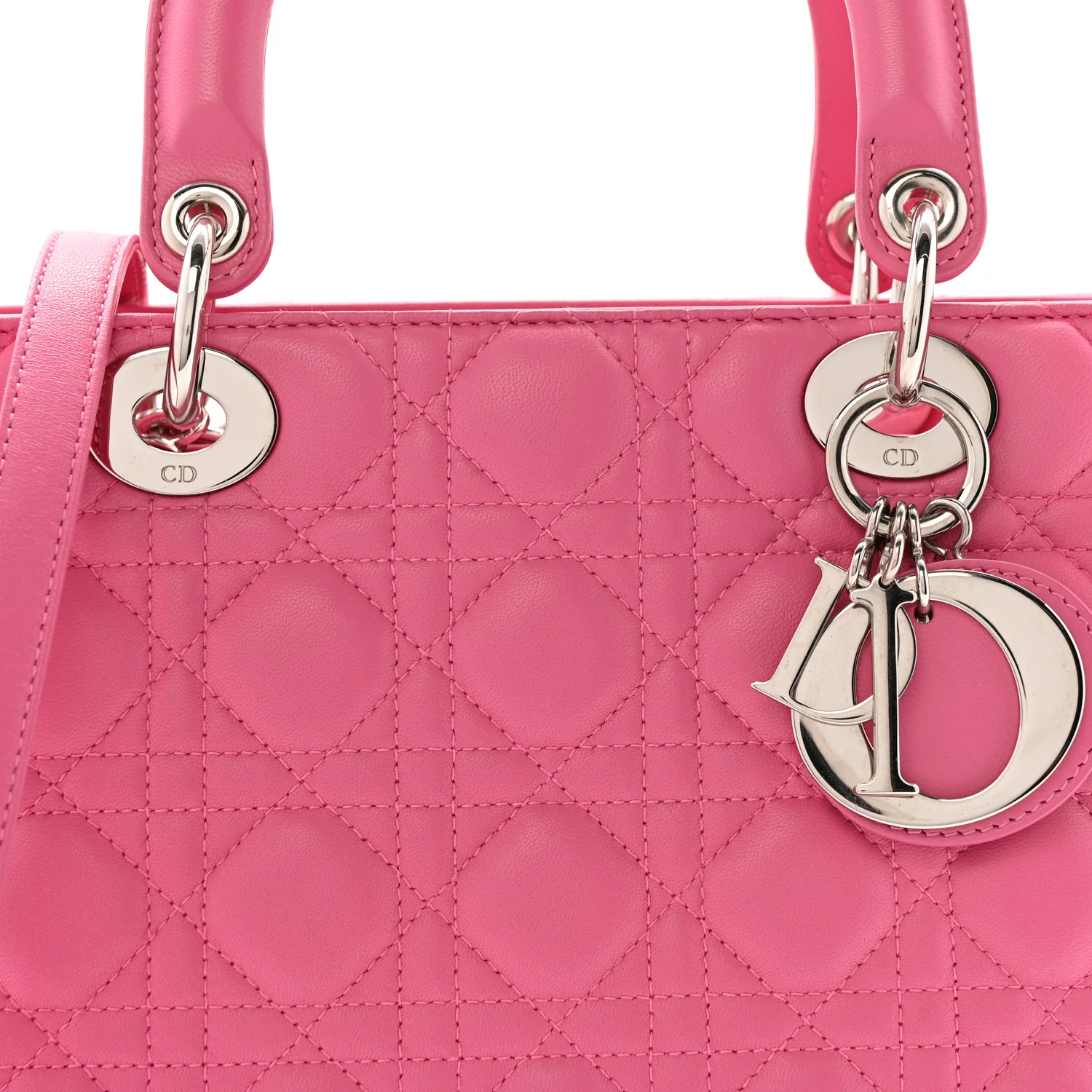 Lambskin Cannage Medium Lady Dior Fuchsia - Image 8