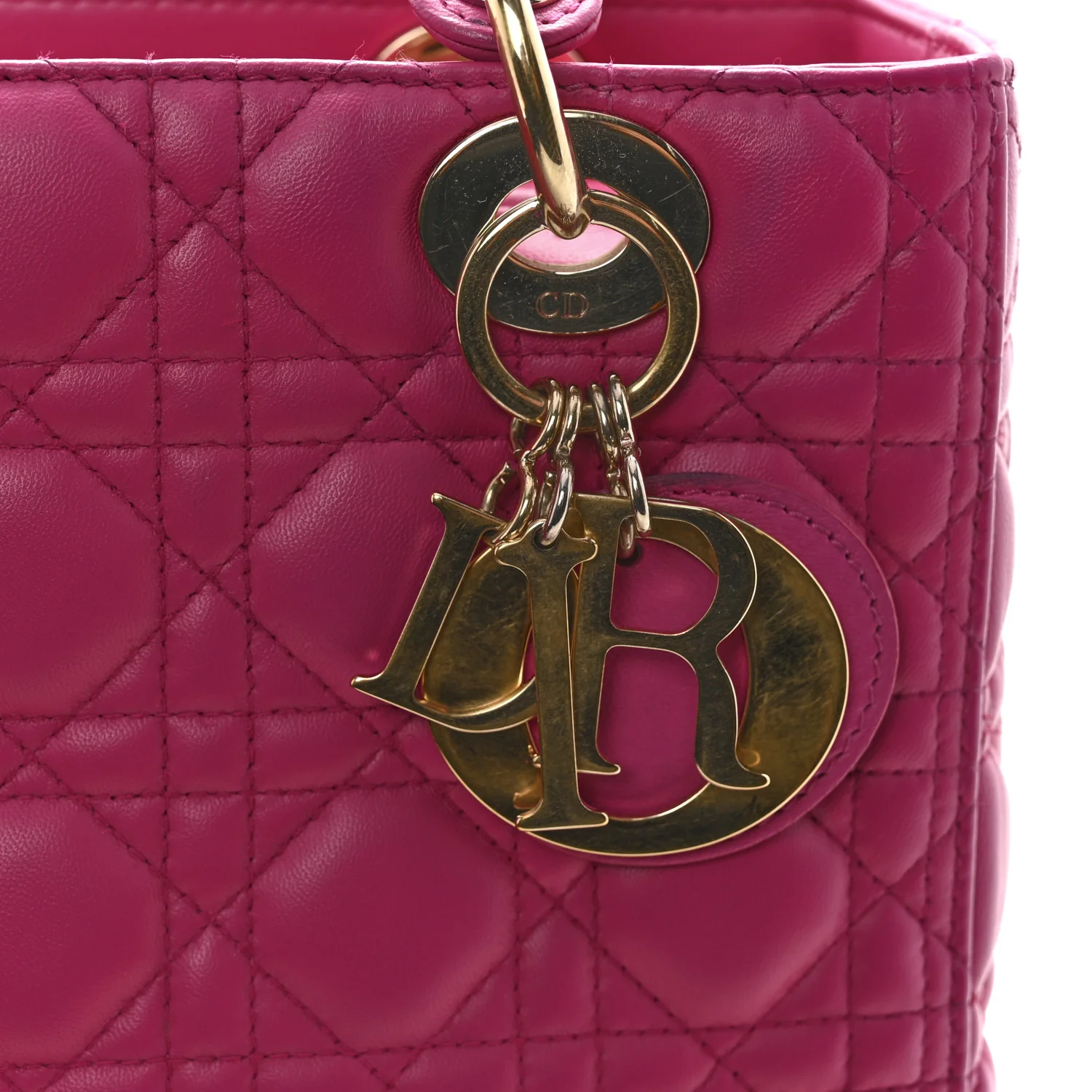 Lambskin Cannage Medium Lady Dior Fuchsia - Image 11
