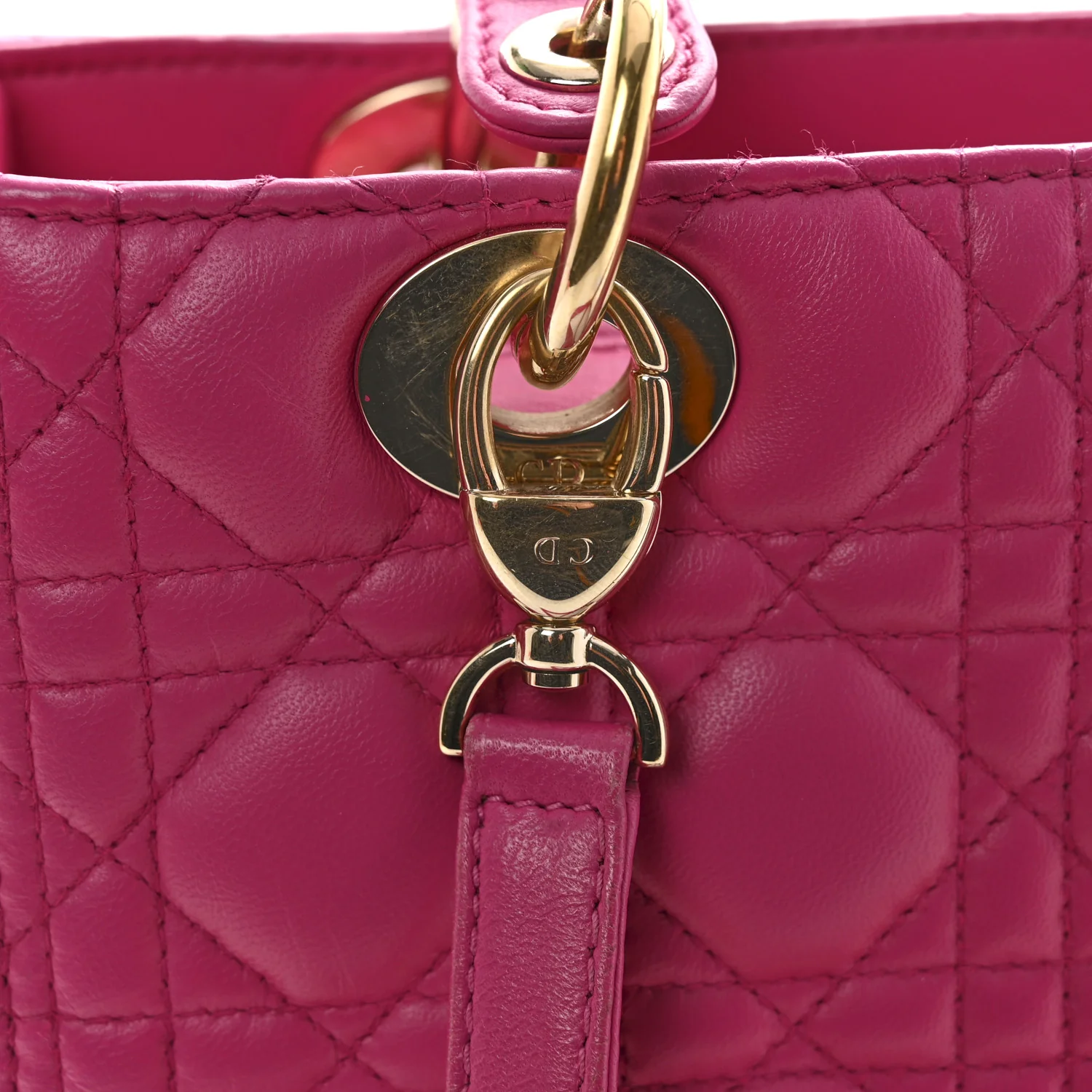 Lambskin Cannage Medium Lady Dior Fuchsia - Image 14