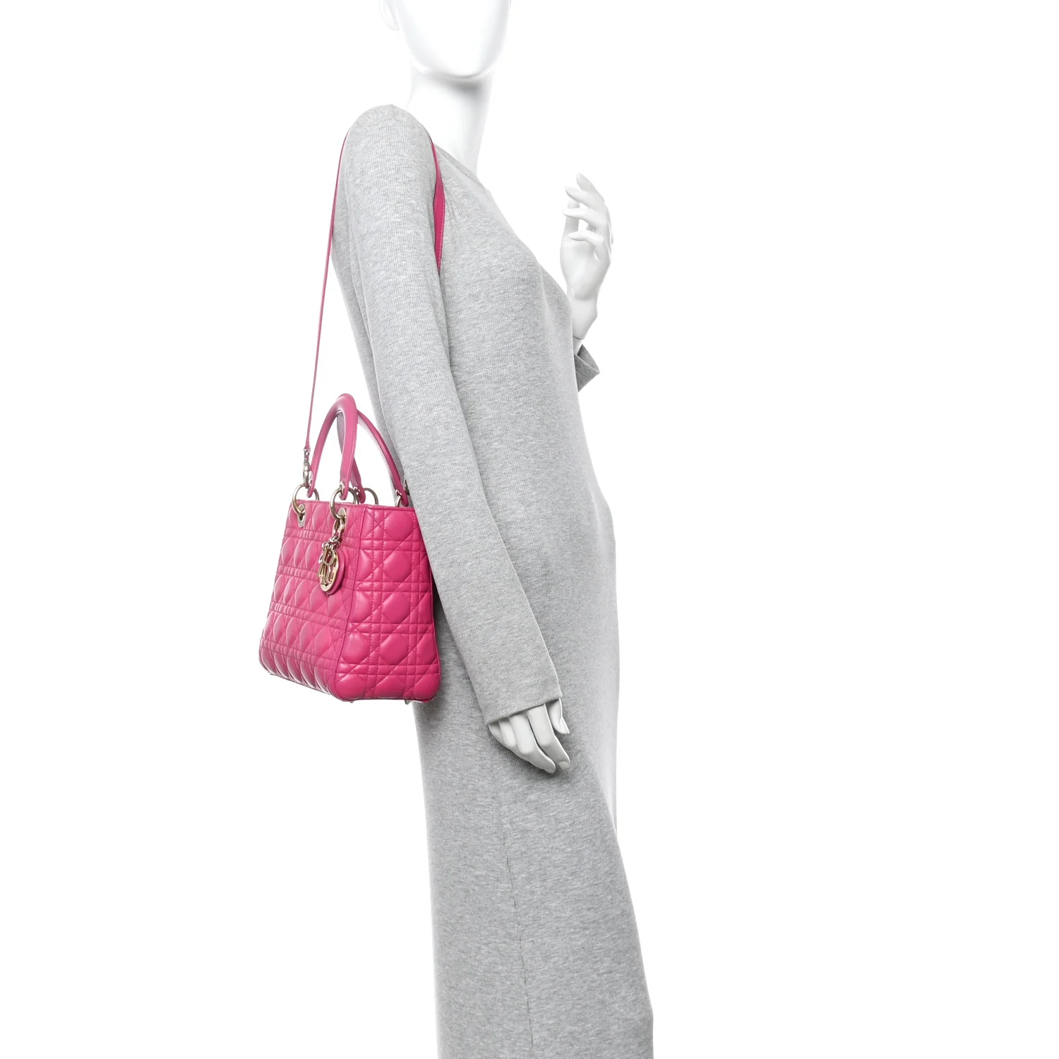 Lambskin Cannage Medium Lady Dior Fuchsia - Image 2