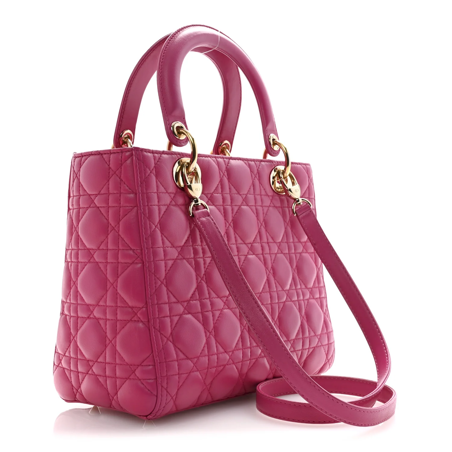 Lambskin Cannage Medium Lady Dior Fuchsia - Image 3