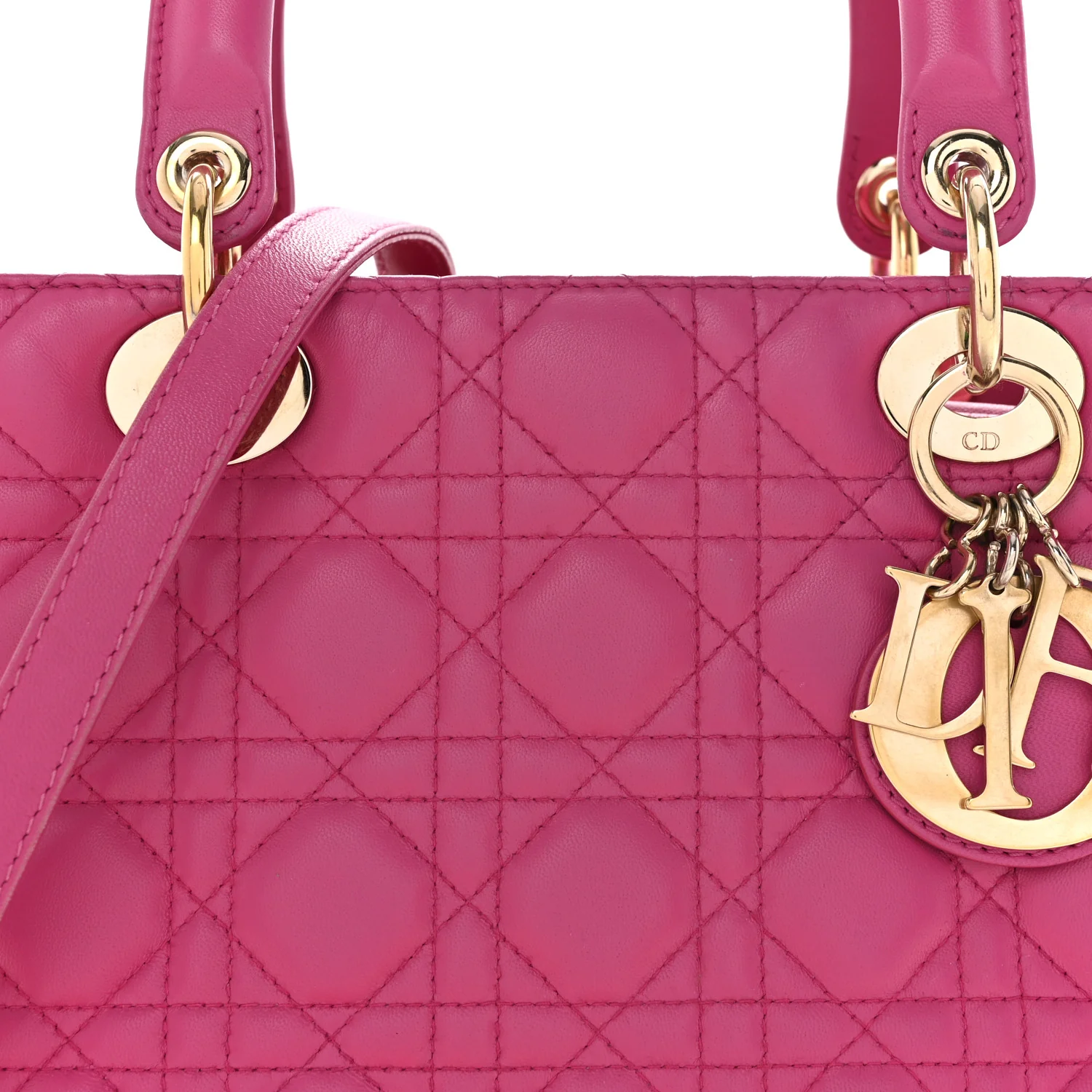 Lambskin Cannage Medium Lady Dior Fuchsia - Image 8