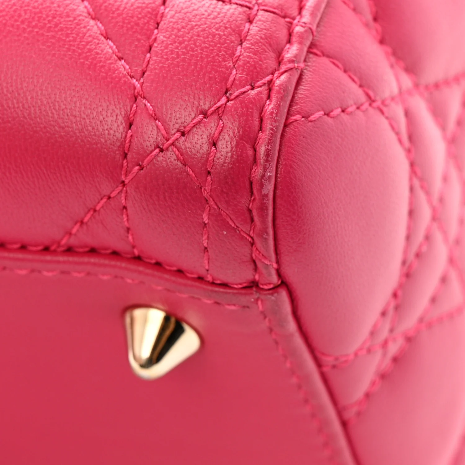 Lambskin Cannage Medium Lady Dior Fuchsia - Image 11