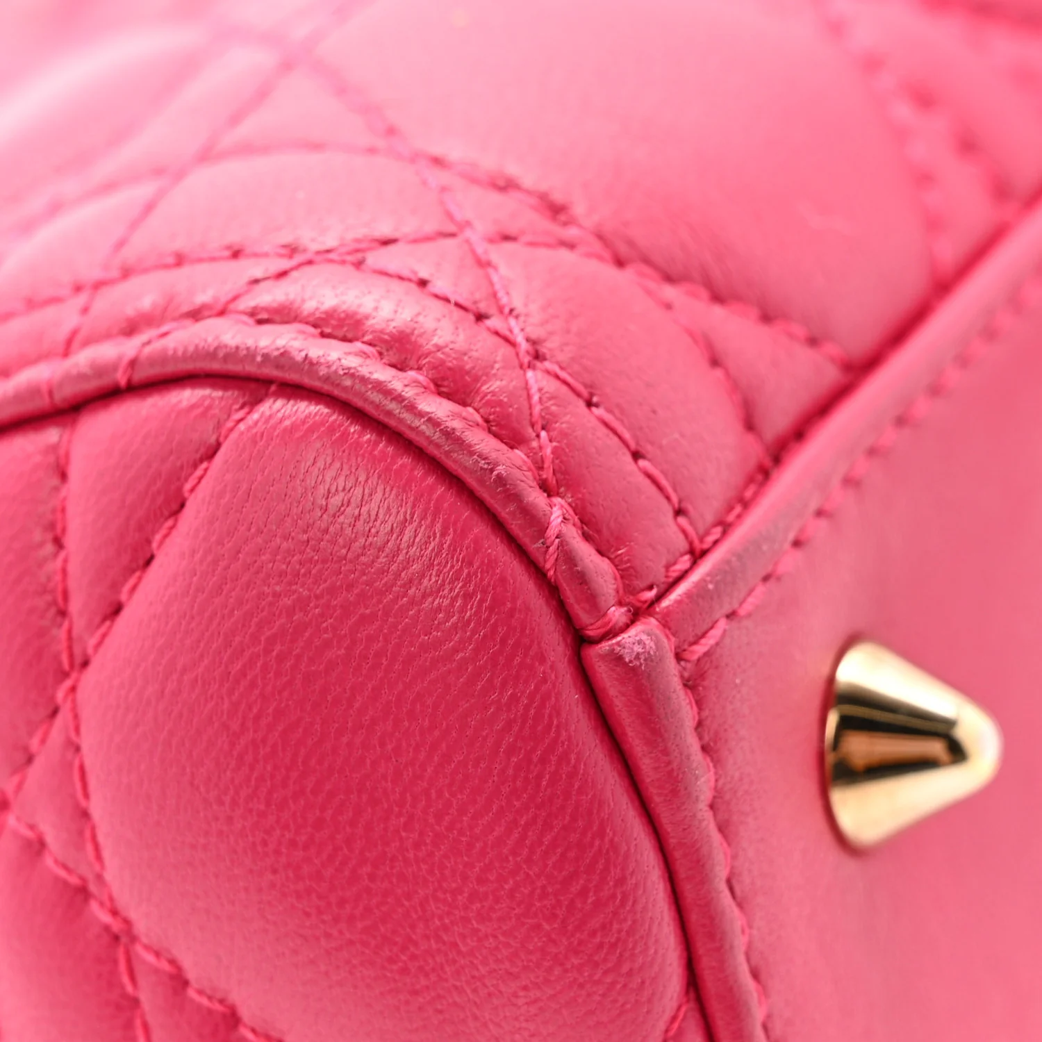 Lambskin Cannage Medium Lady Dior Fuchsia - Image 15