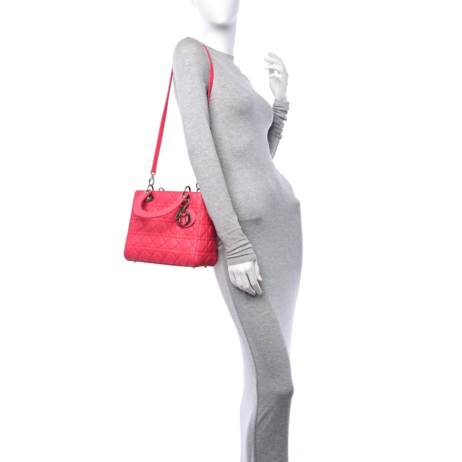 Lambskin Cannage Medium Lady Dior Fuchsia - Image 2