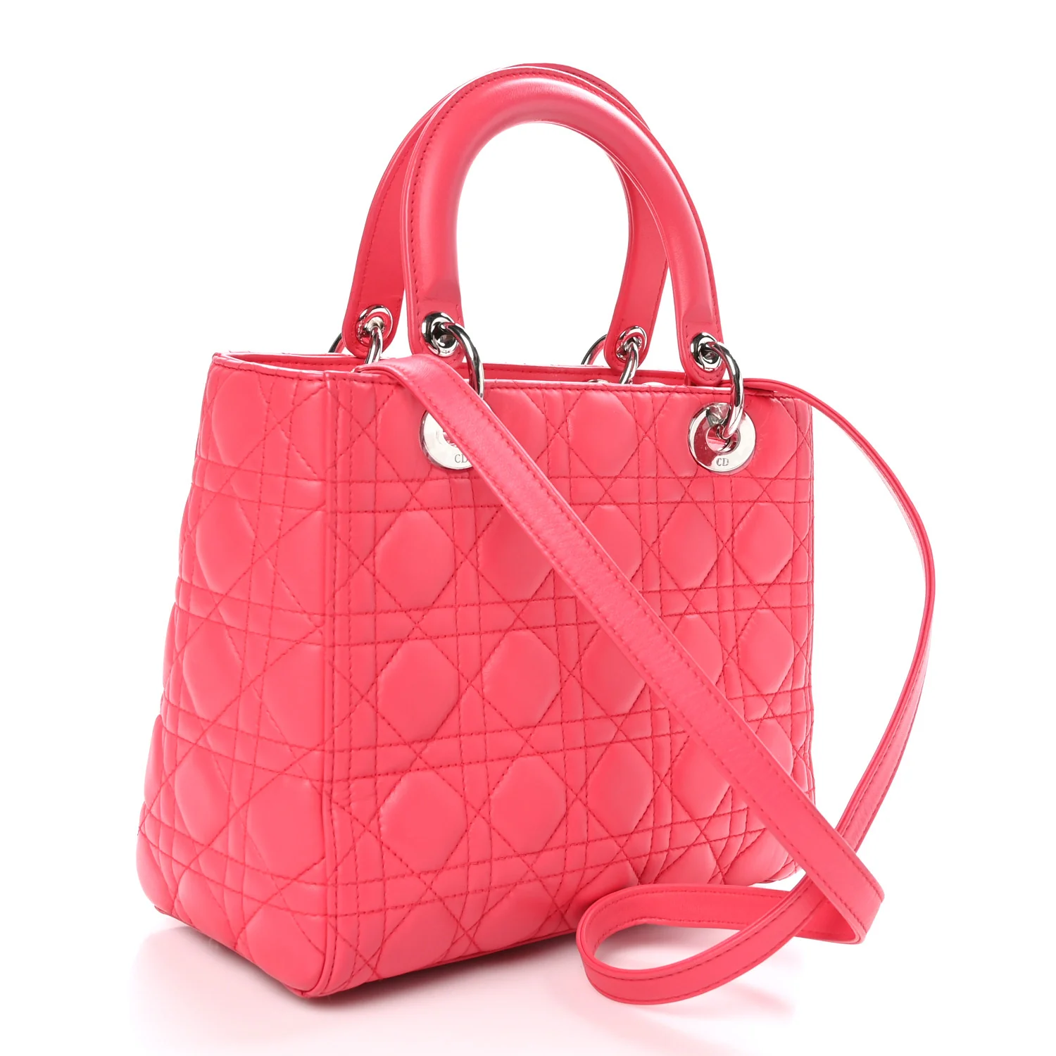 Lambskin Cannage Medium Lady Dior Fuchsia - Image 3