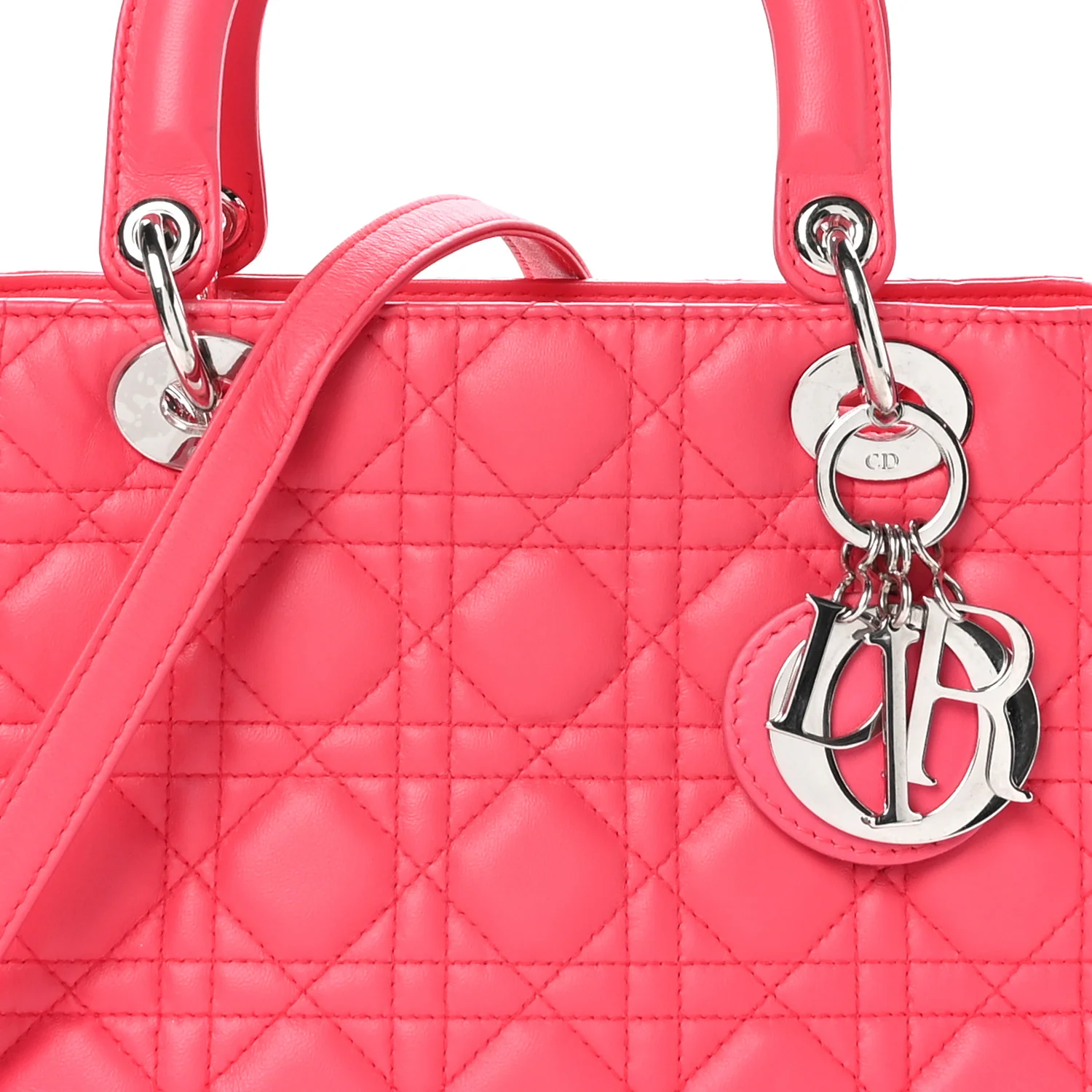 Lambskin Cannage Medium Lady Dior Fuchsia - Image 8