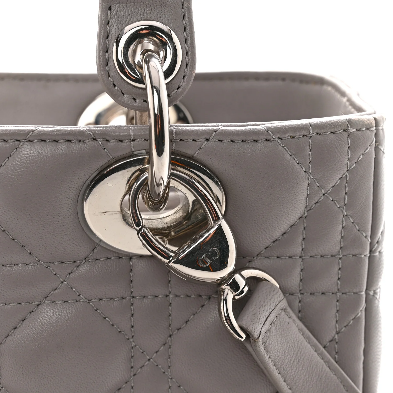 Lambskin Cannage Medium Lady Dior Grey - Image 12