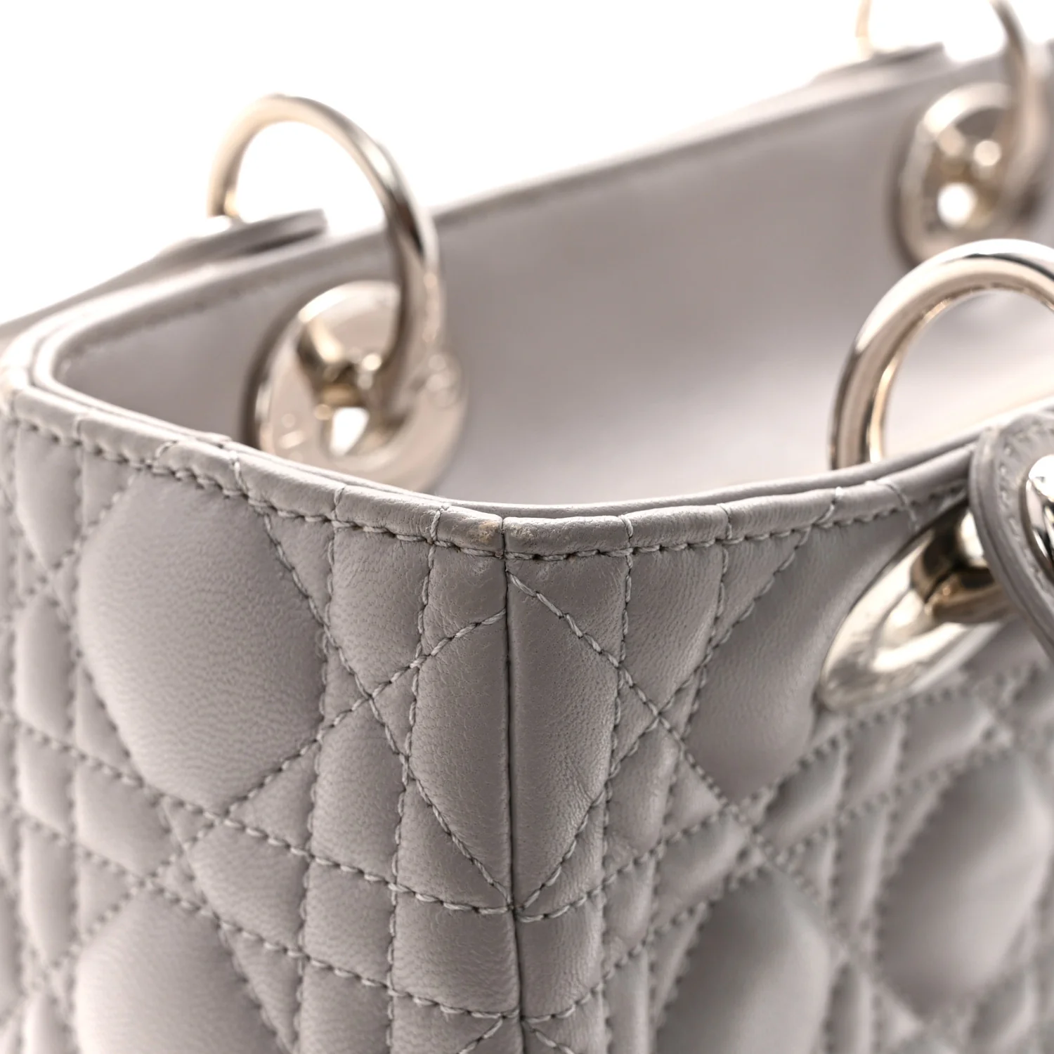 Lambskin Cannage Medium Lady Dior Grey - Image 15