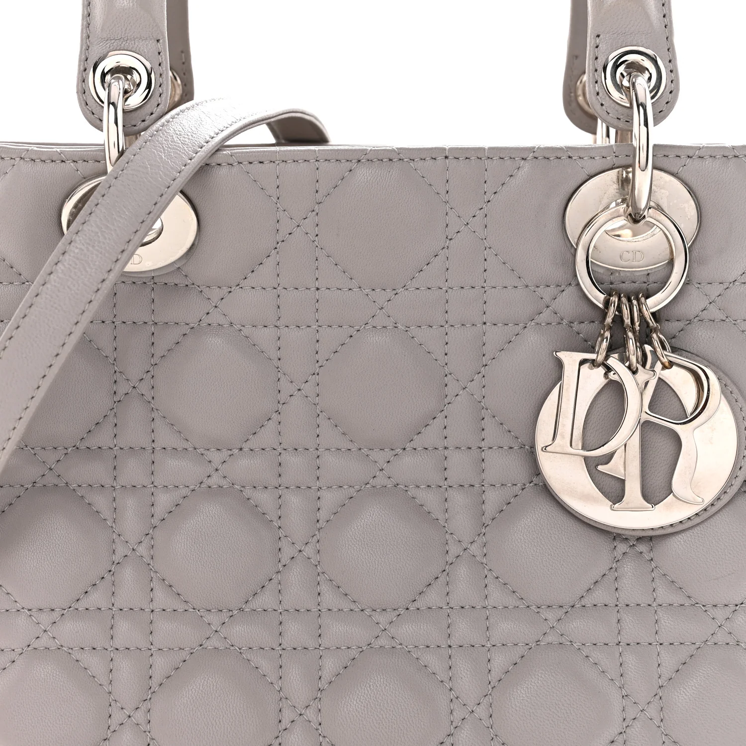 Lambskin Cannage Medium Lady Dior Grey - Image 8