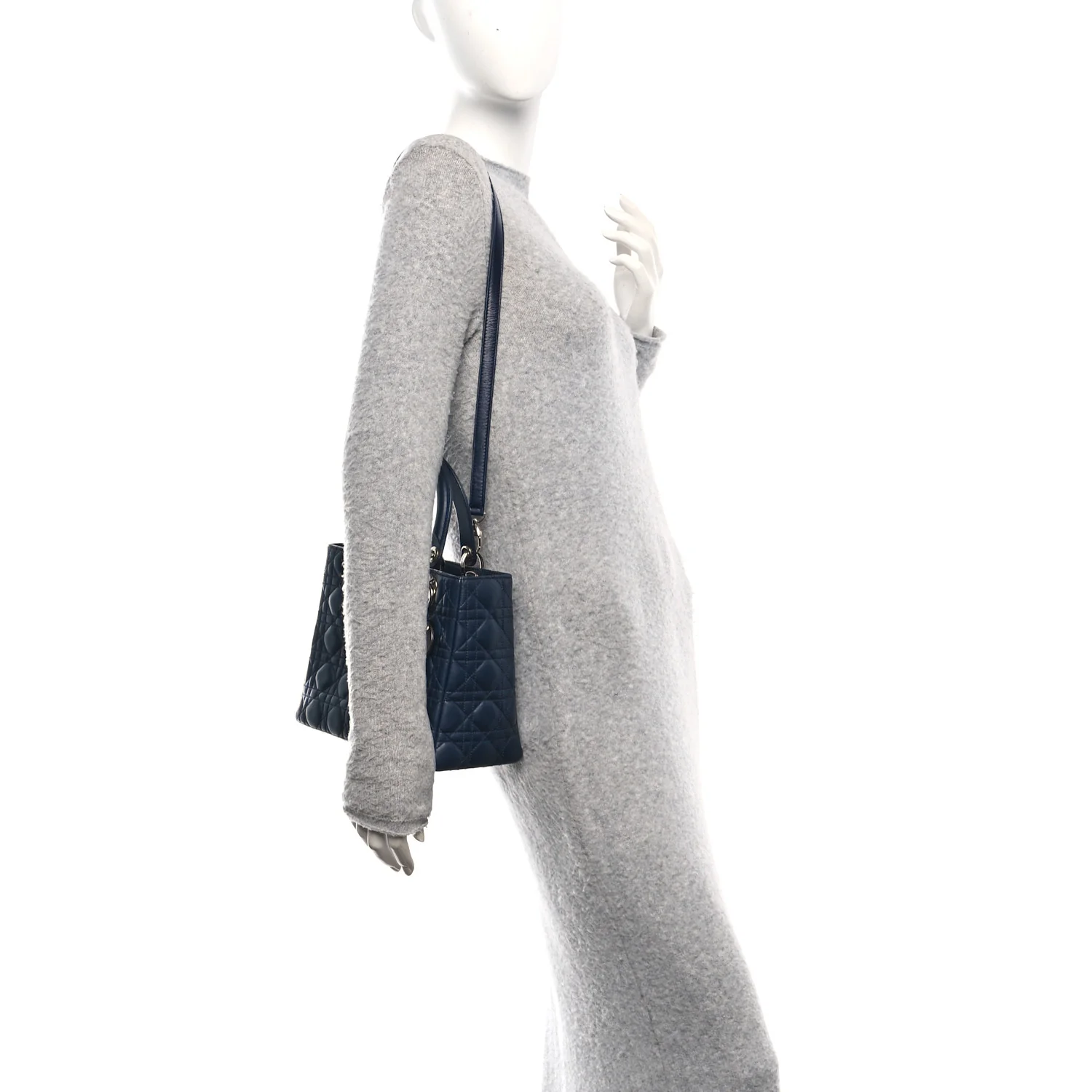 Lambskin Cannage Medium Lady Dior Navy Blue - Image 2