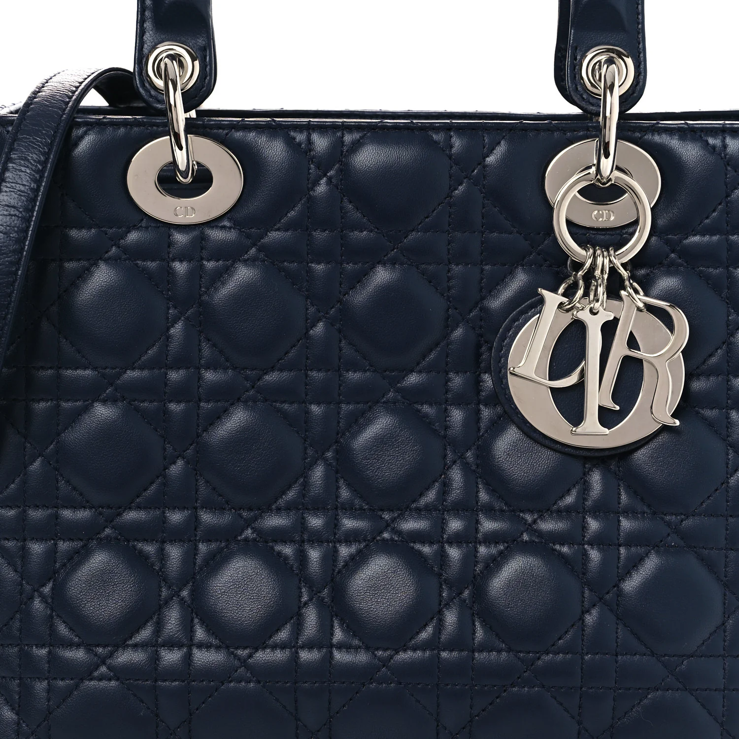 Lambskin Cannage Medium Lady Dior Navy Blue - Image 8