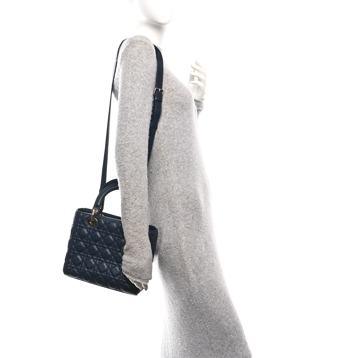 Lambskin Cannage Medium Lady Dior Navy Blue - Image 2