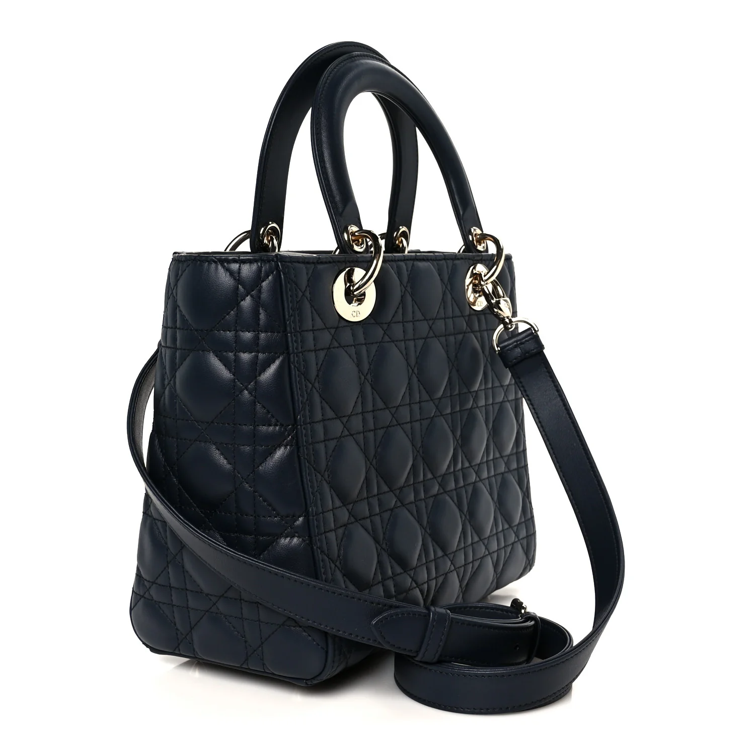 Lambskin Cannage Medium Lady Dior Navy Blue - Image 3