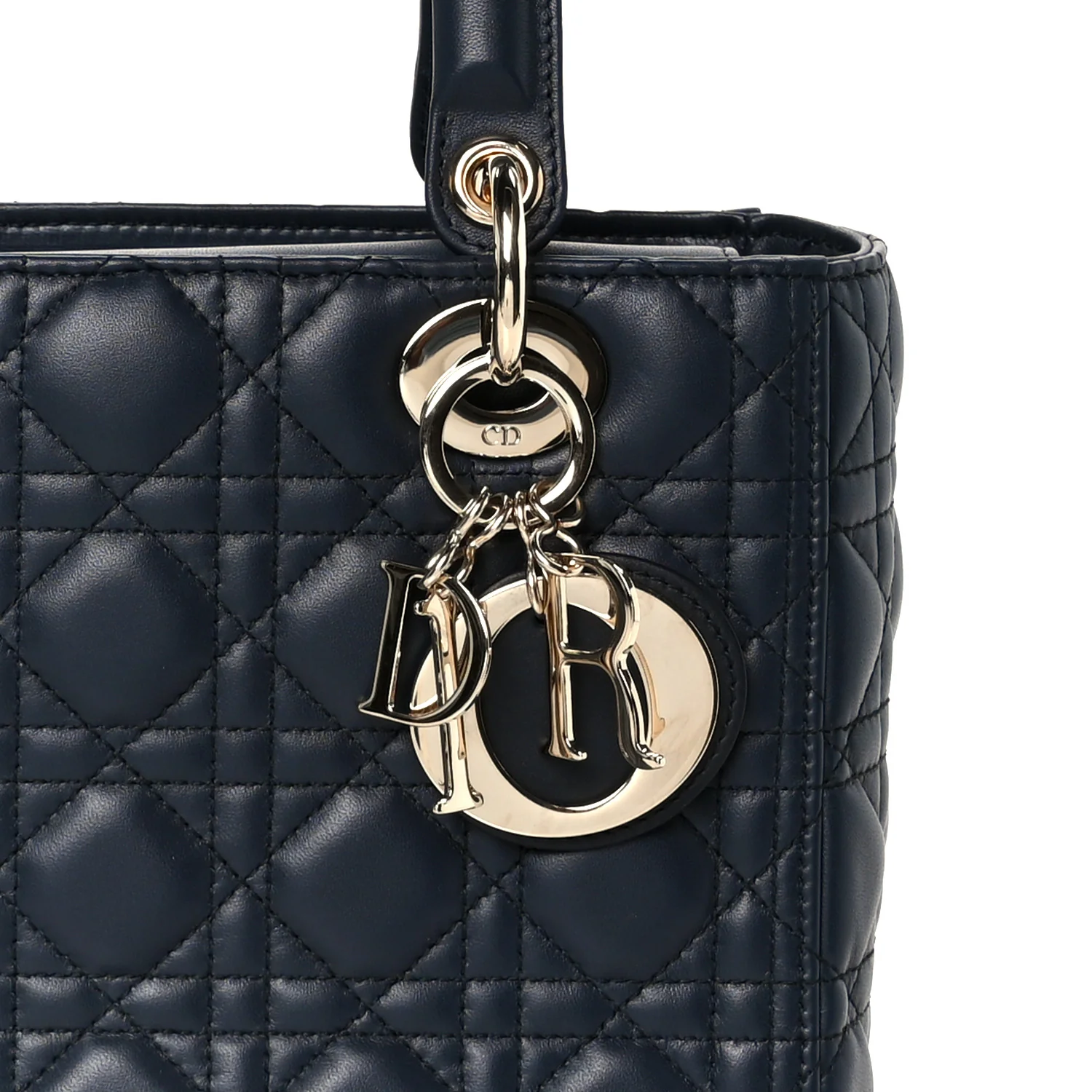 Lambskin Cannage Medium Lady Dior Navy Blue - Image 8