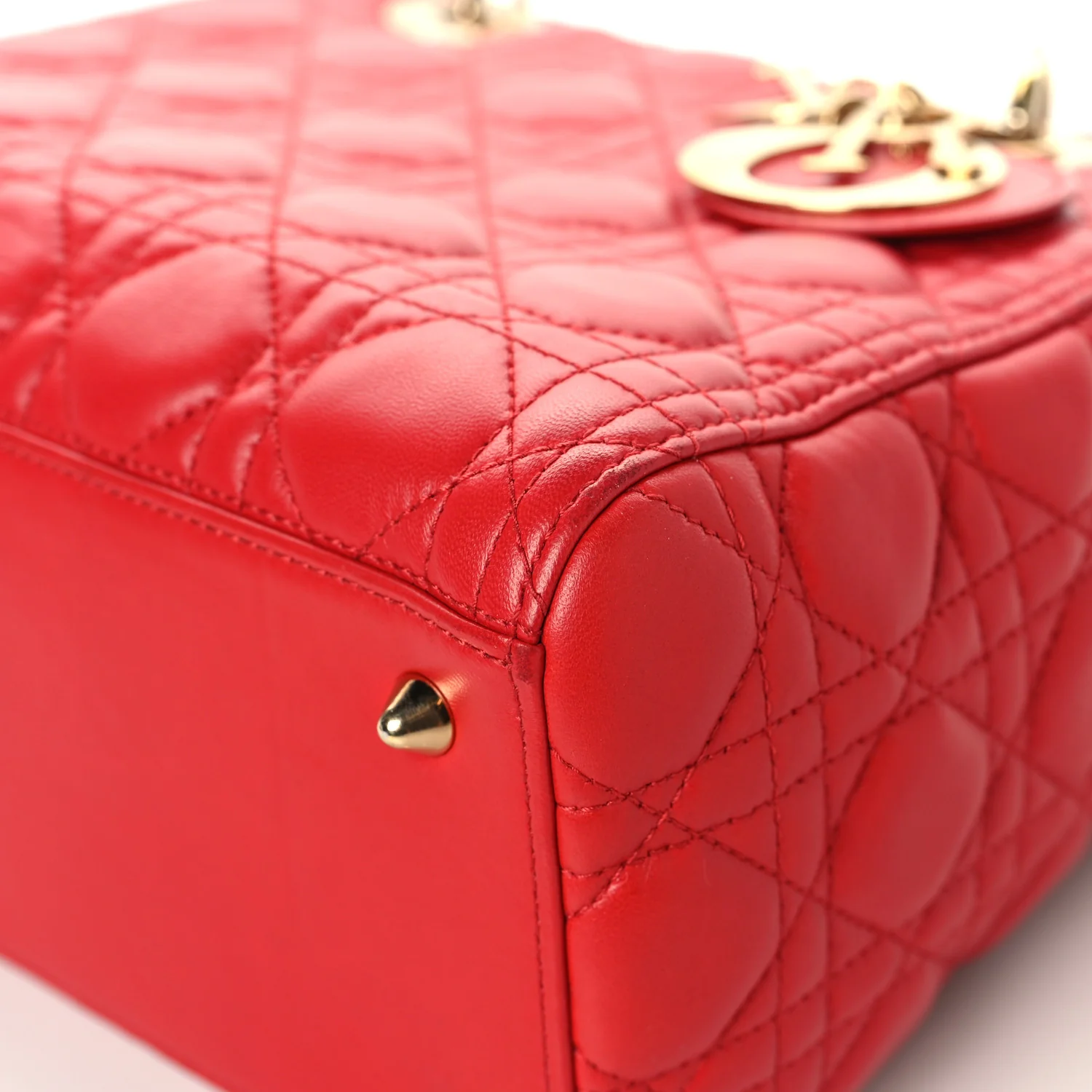 Lambskin Cannage Medium Lady Dior Red - Image 10