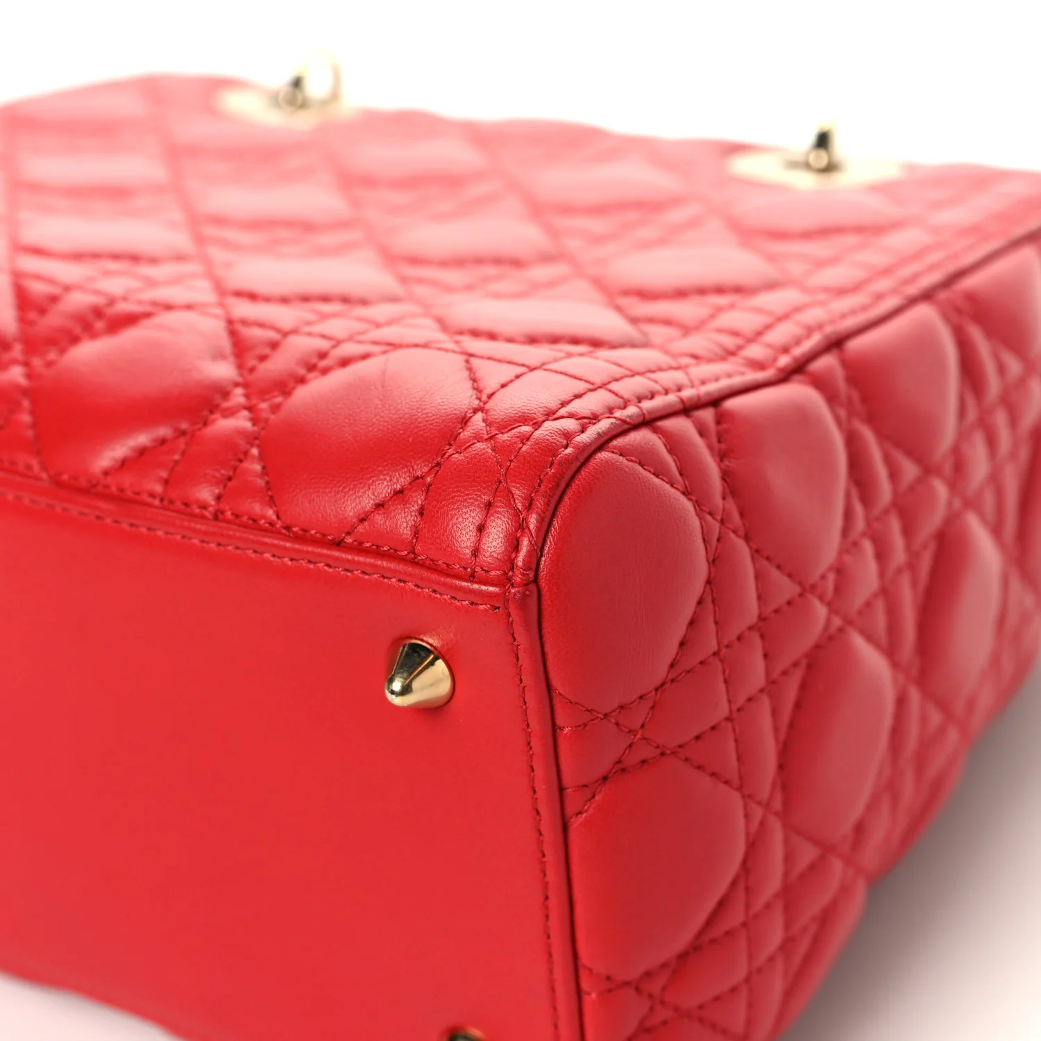 Lambskin Cannage Medium Lady Dior Red - Image 12