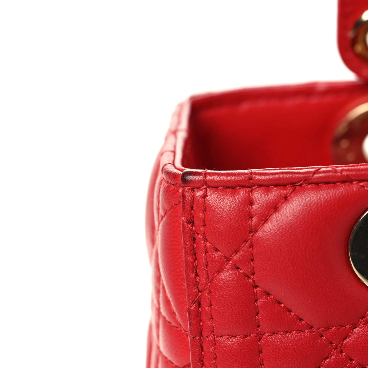 Lambskin Cannage Medium Lady Dior Red - Image 13