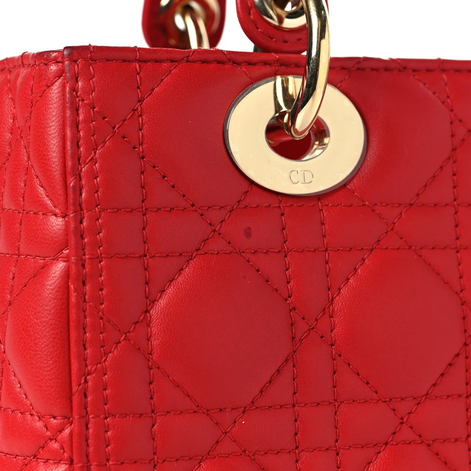 Lambskin Cannage Medium Lady Dior Red - Image 14
