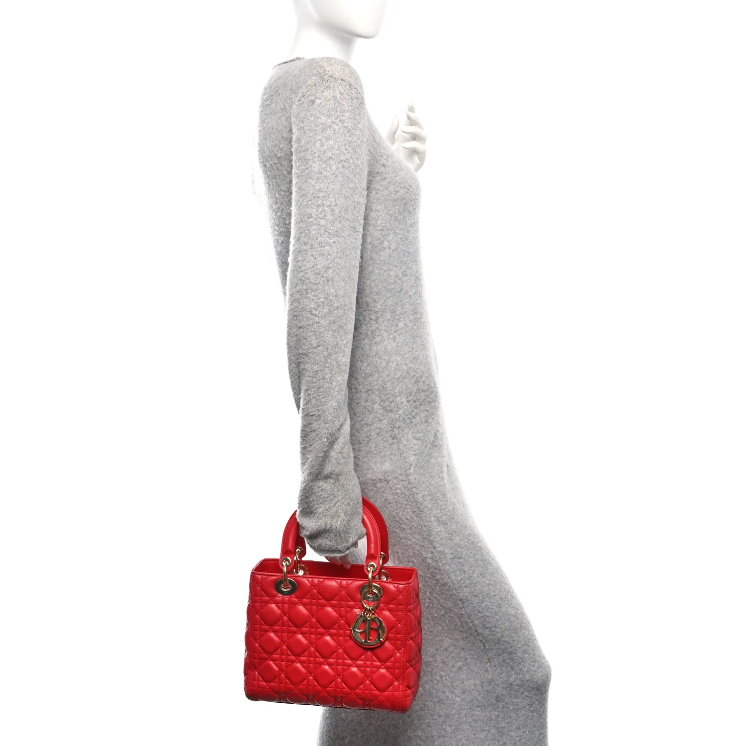 Lambskin Cannage Medium Lady Dior Red - Image 2