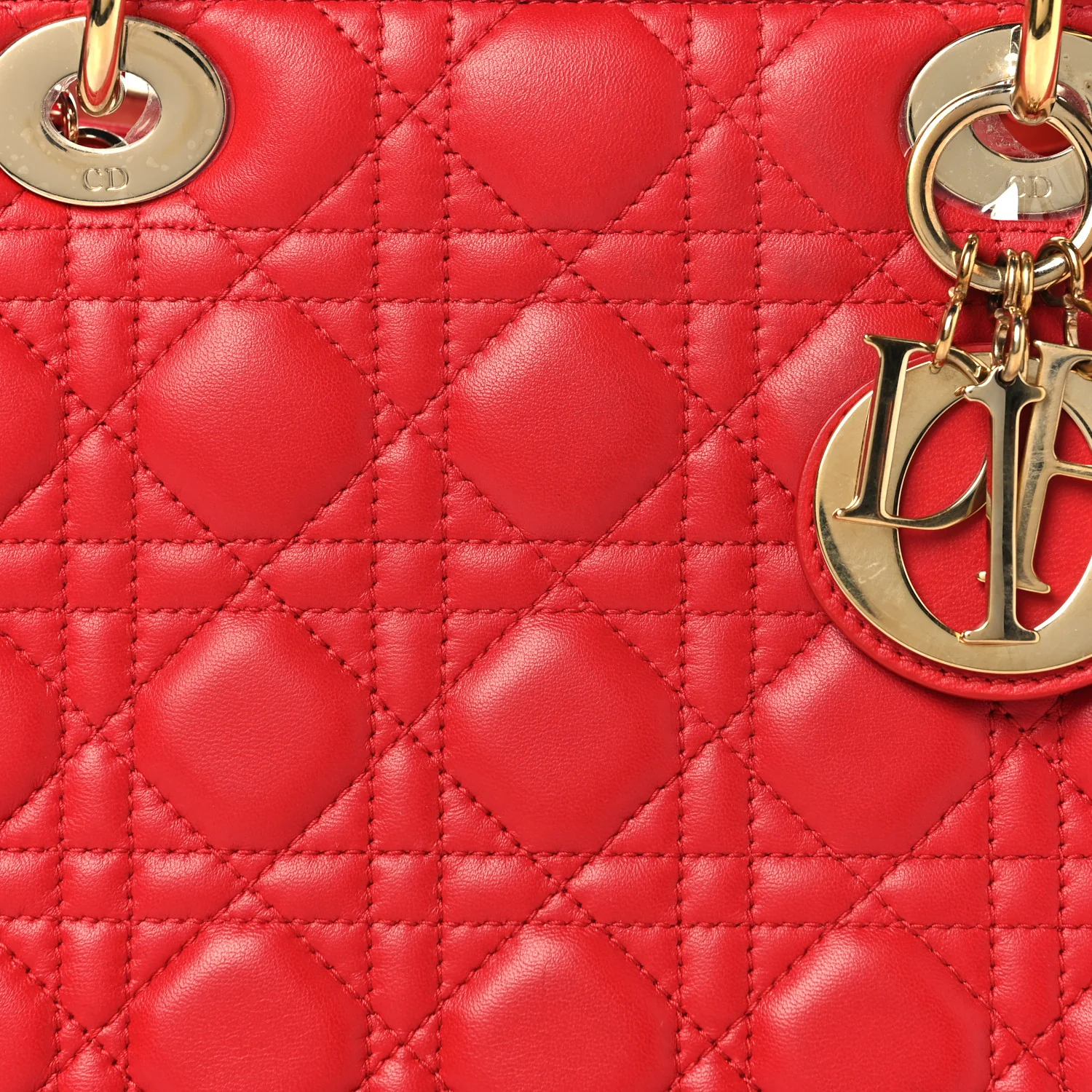 Lambskin Cannage Medium Lady Dior Red - Image 8