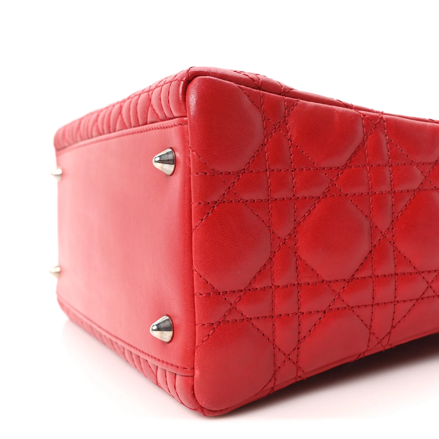 Lambskin Cannage Medium Lady Dior Red - Image 10