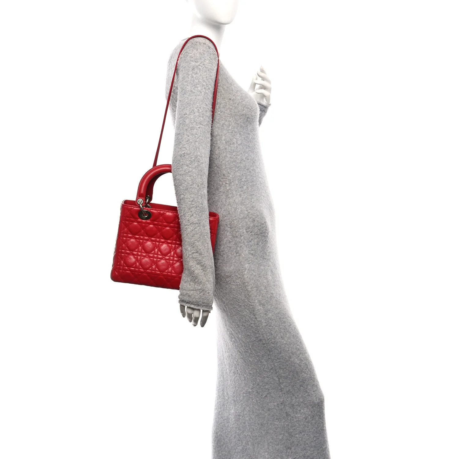 Lambskin Cannage Medium Lady Dior Red - Image 2