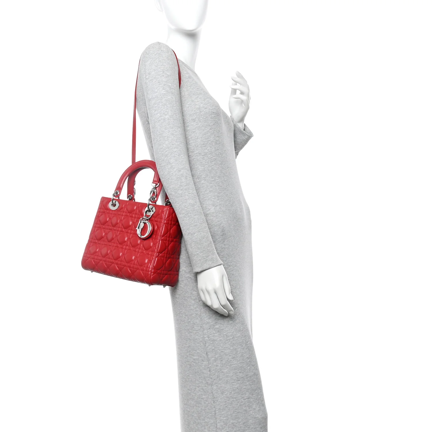 Lambskin Cannage Medium Lady Dior Red - Image 2