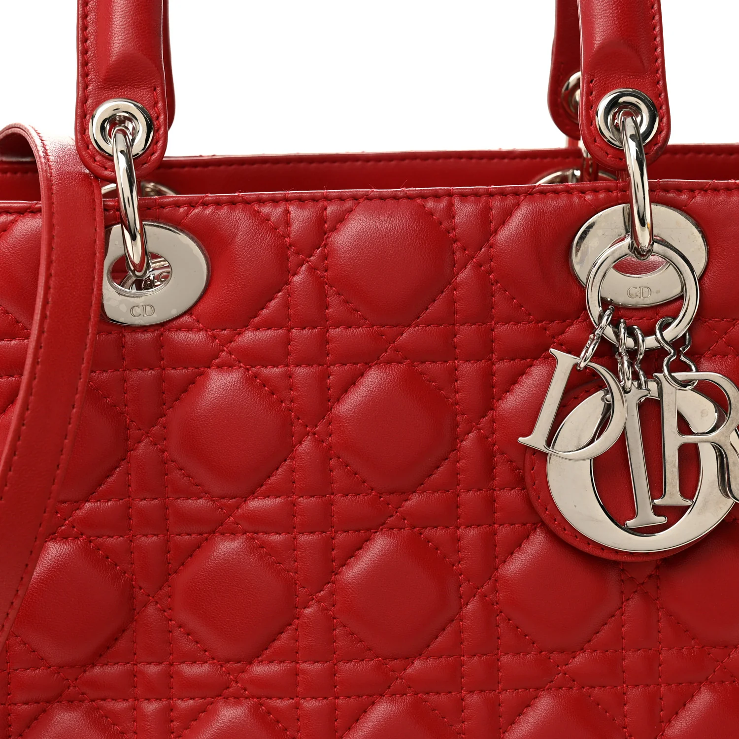 Lambskin Cannage Medium Lady Dior Red - Image 7