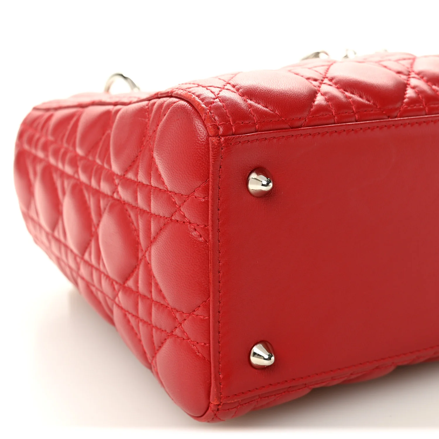 Lambskin Cannage Medium Lady Dior Red - Image 8