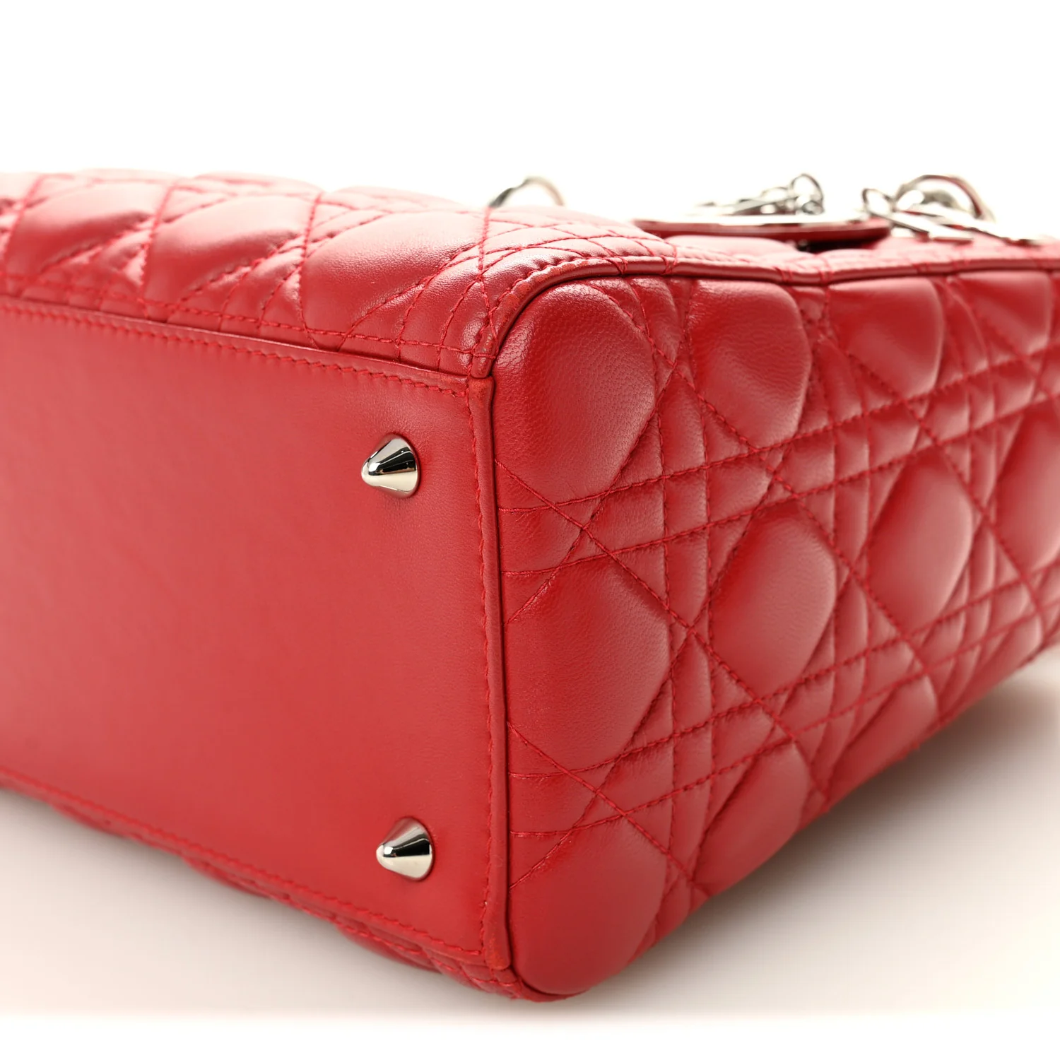 Lambskin Cannage Medium Lady Dior Red - Image 9
