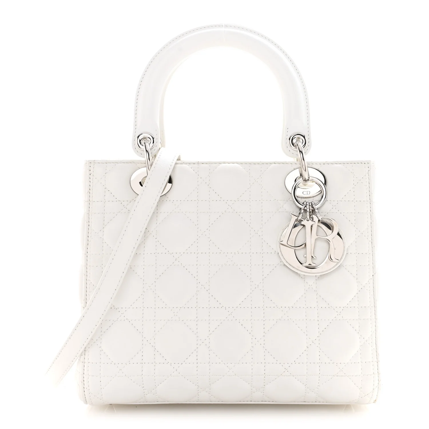 Lambskin Cannage Medium Lady Dior White