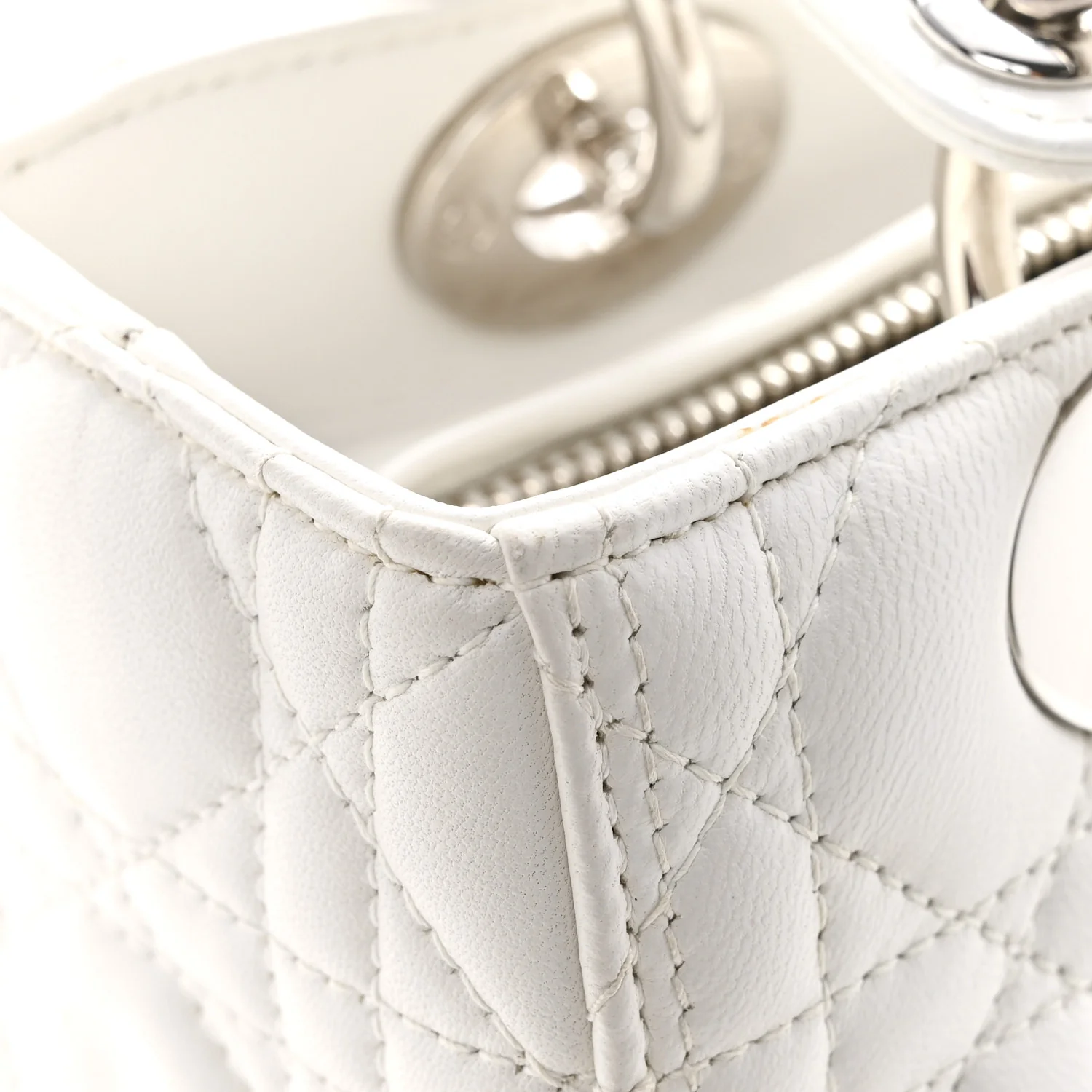 Lambskin Cannage Medium Lady Dior White - Image 15