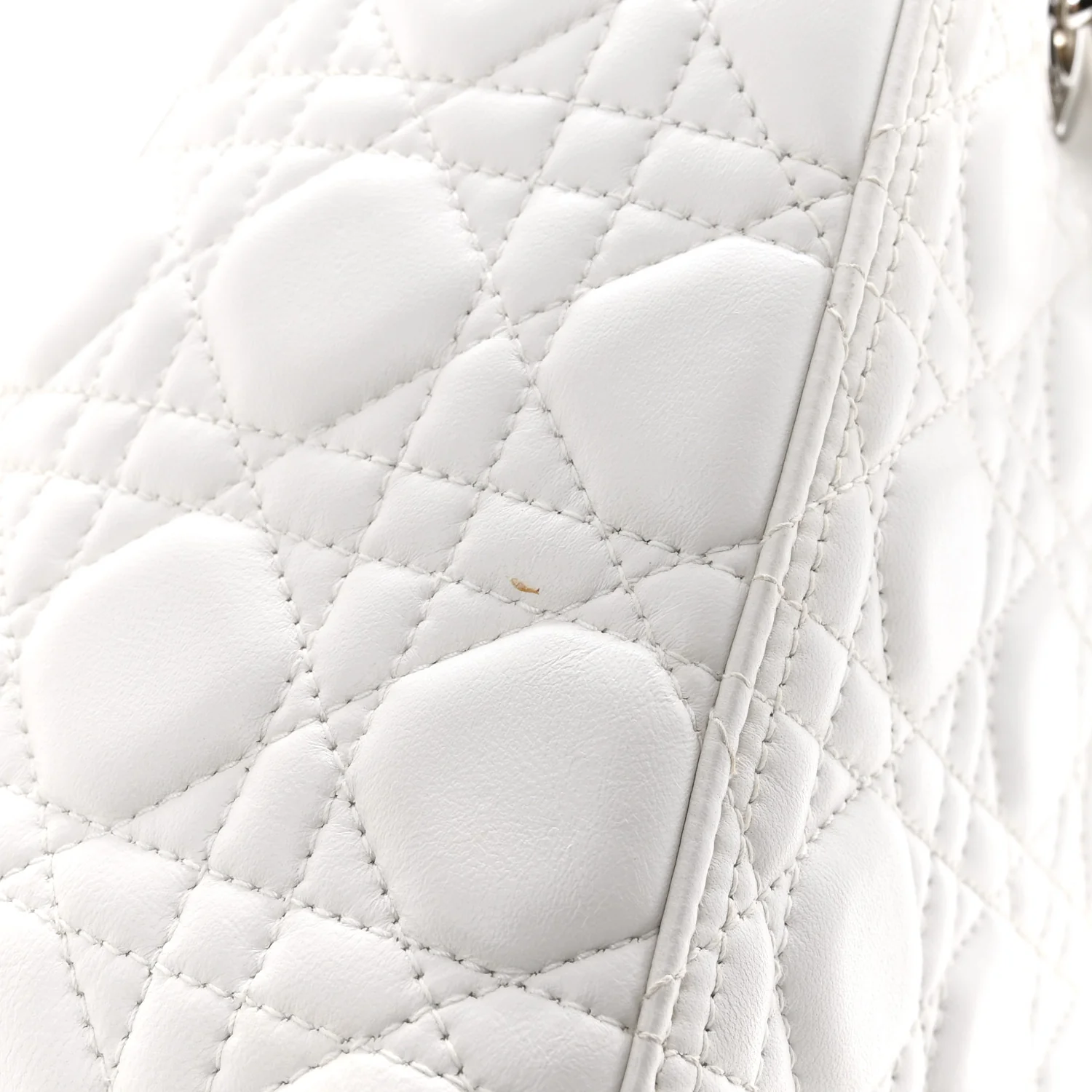 Lambskin Cannage Medium Lady Dior White - Image 16