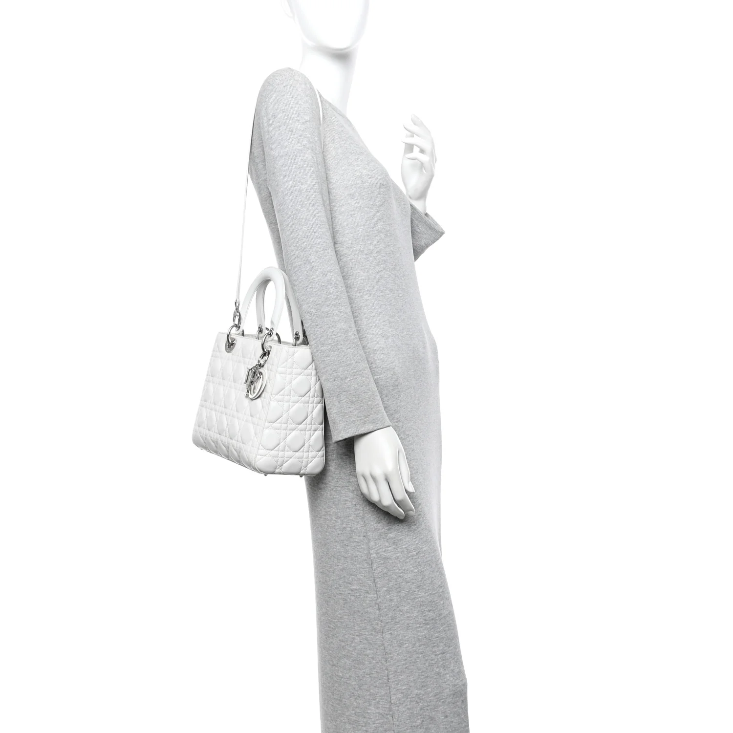 Lambskin Cannage Medium Lady Dior White - Image 2